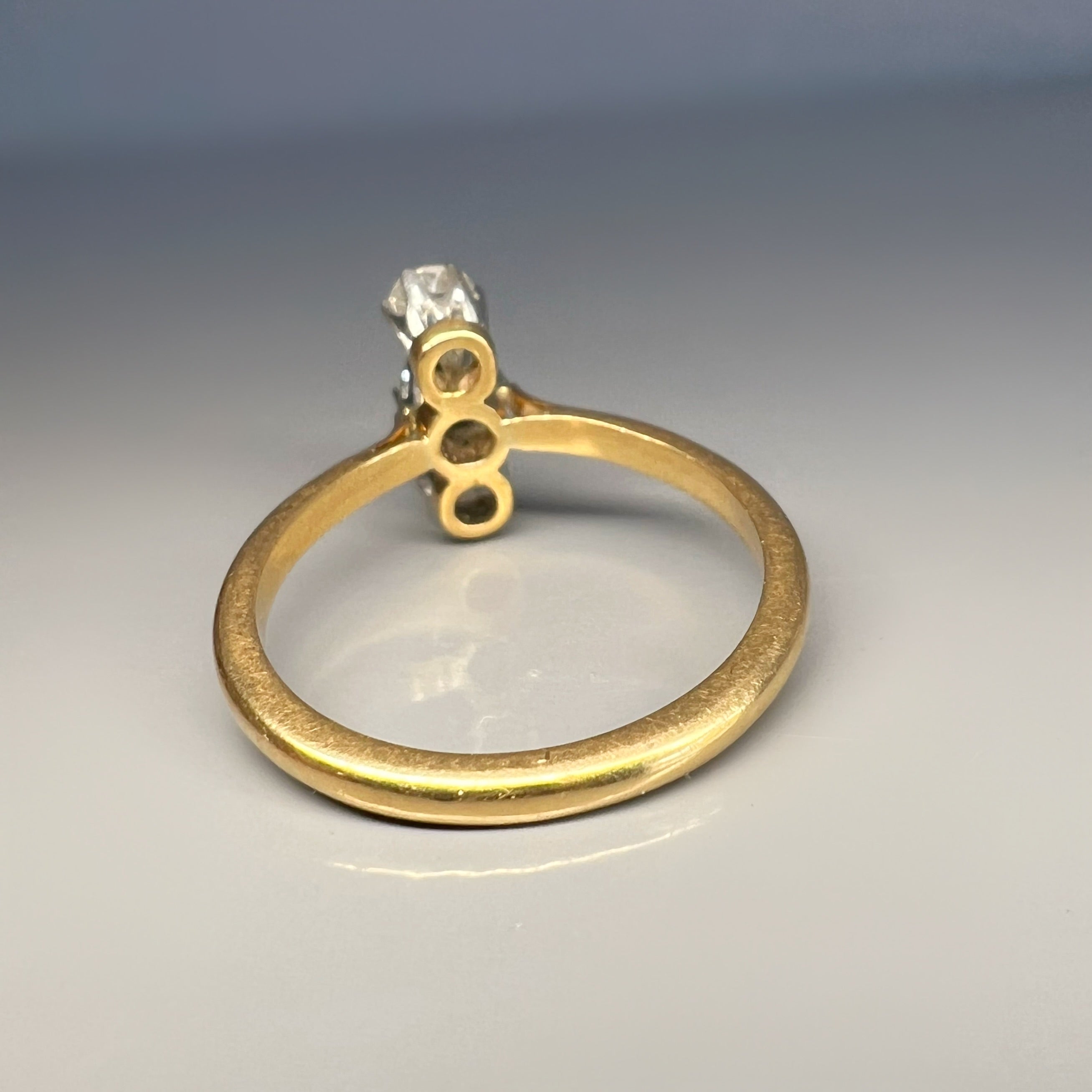 Antique Old Cut Diamond Vertical 3 Stone Ring