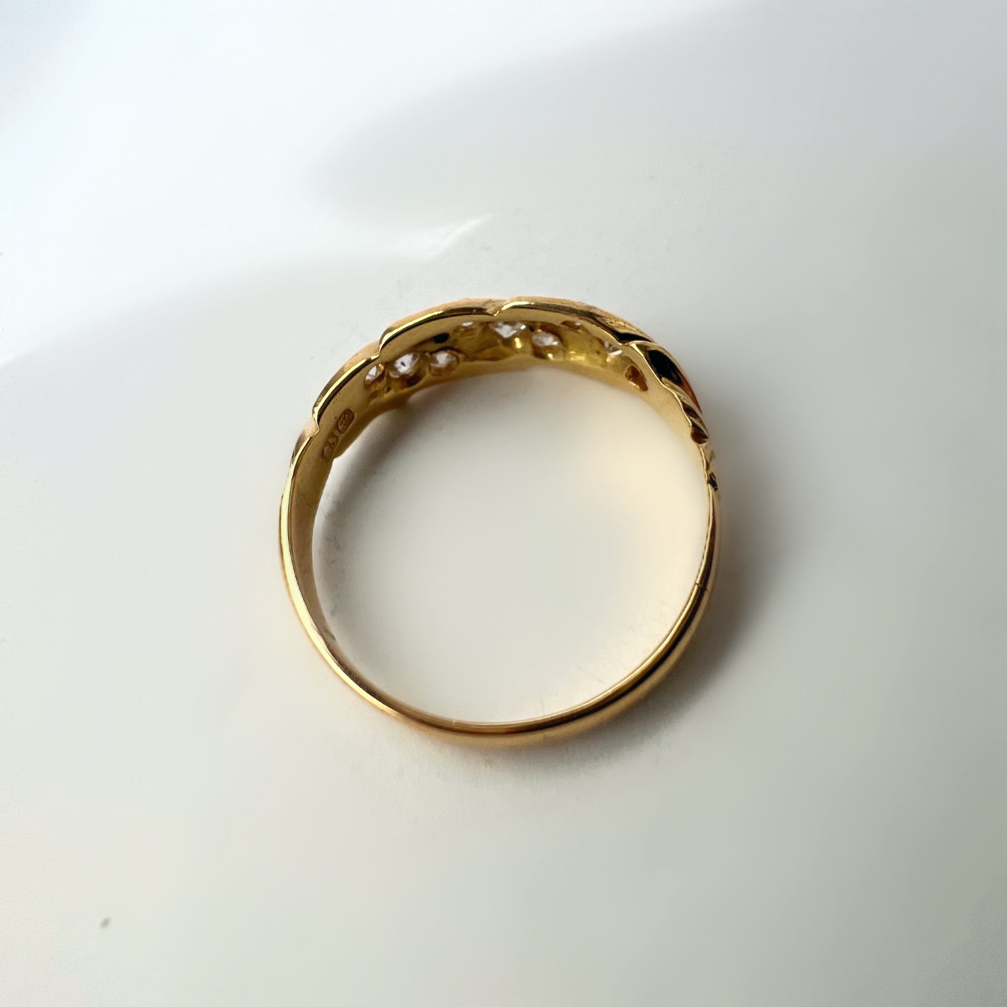 Antique Gold Band Ring with Single Cut Diamonds
