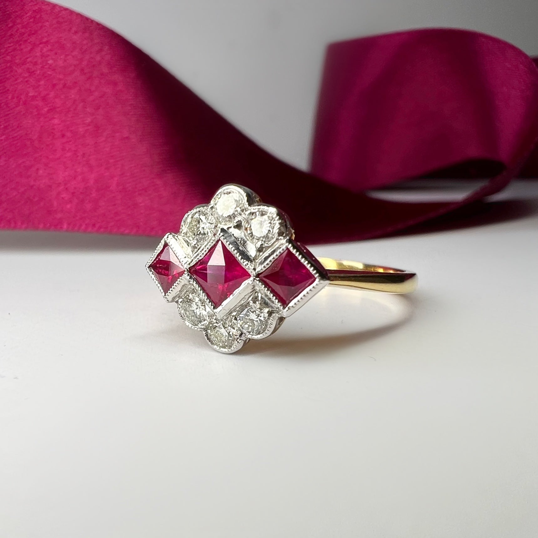 Ruby and Diamond Art Deco Style Ring
