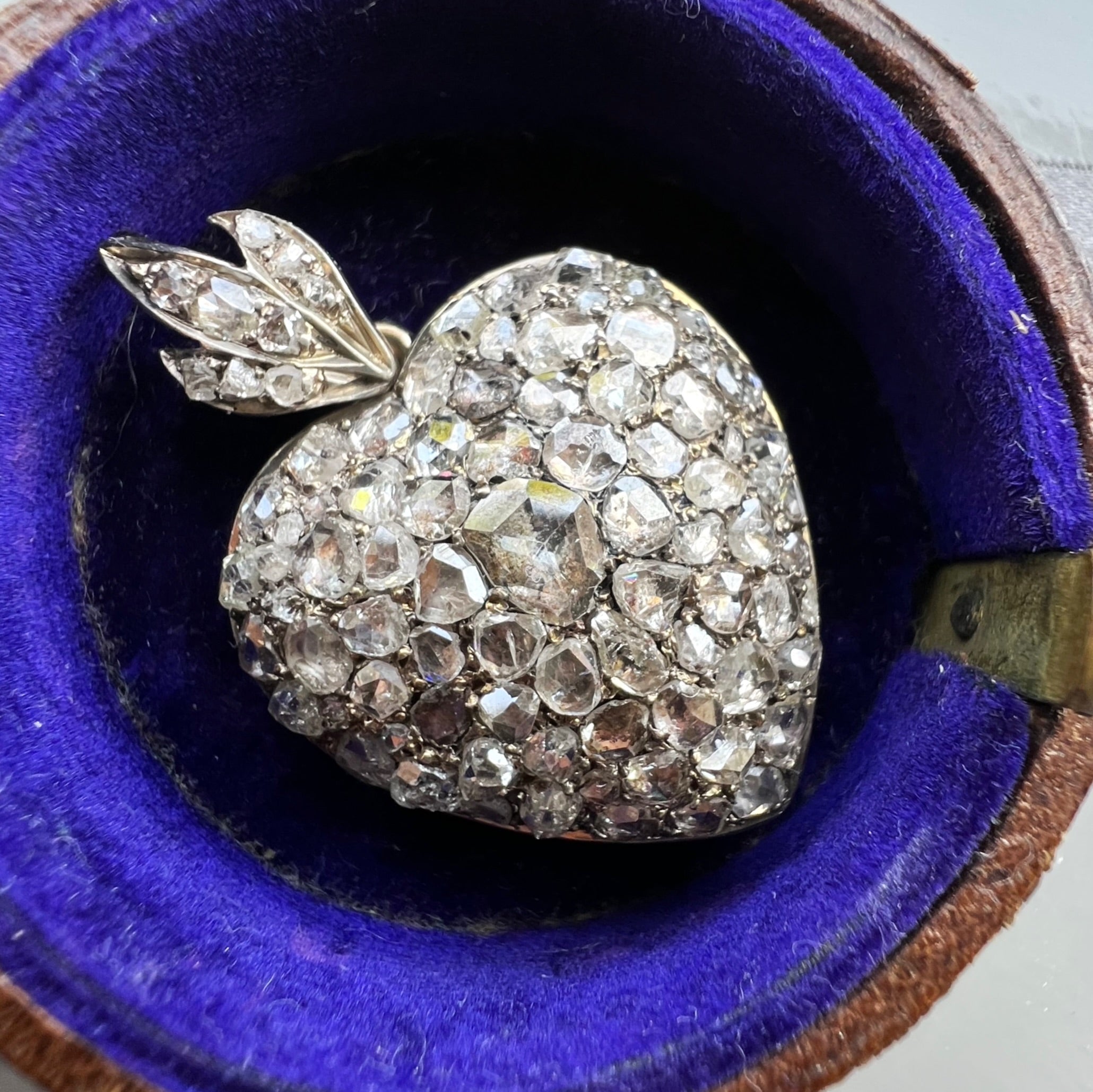 Antique Rose Cut Diamond Love Heart Pendant