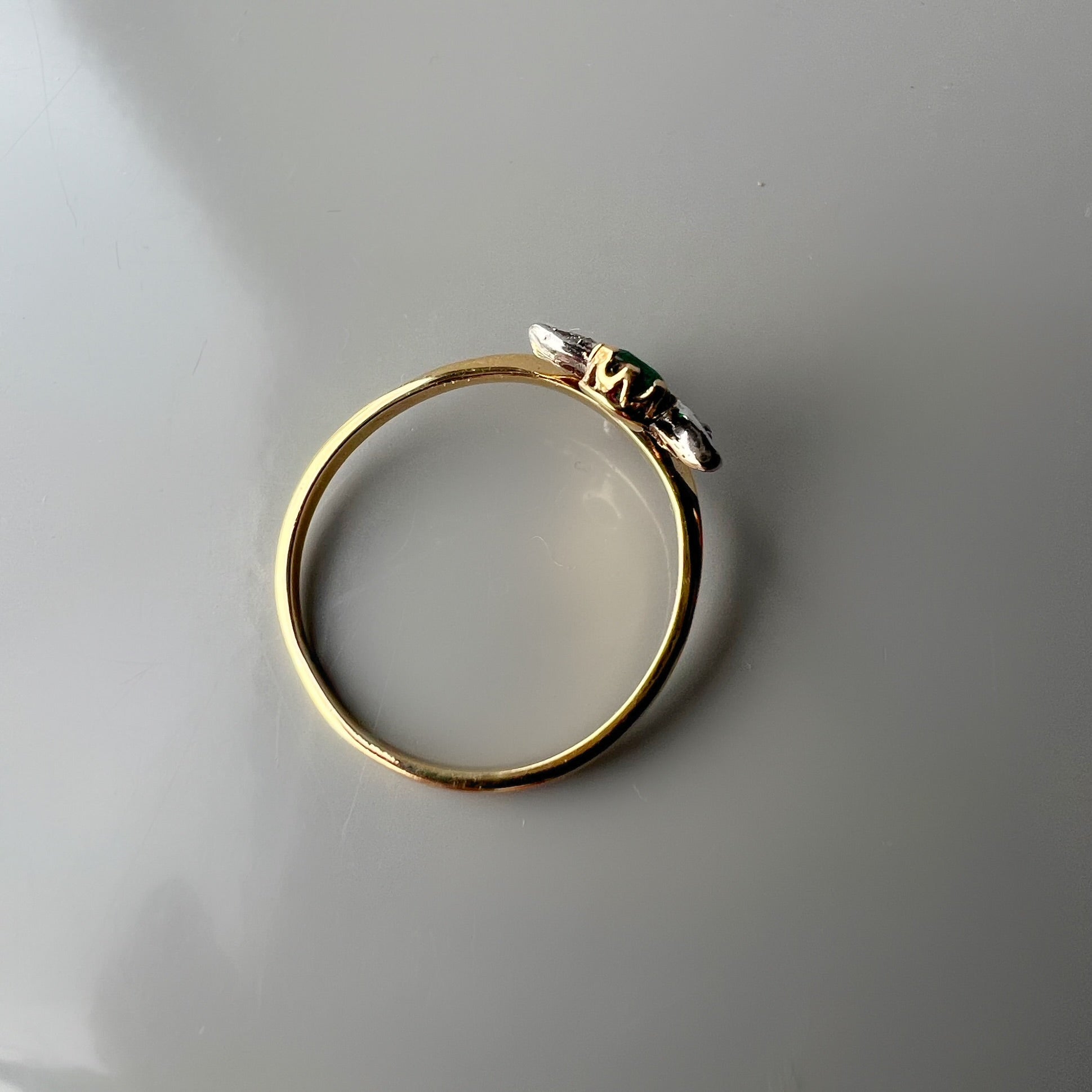 Dainty Floral Emerald and Diamond Ring