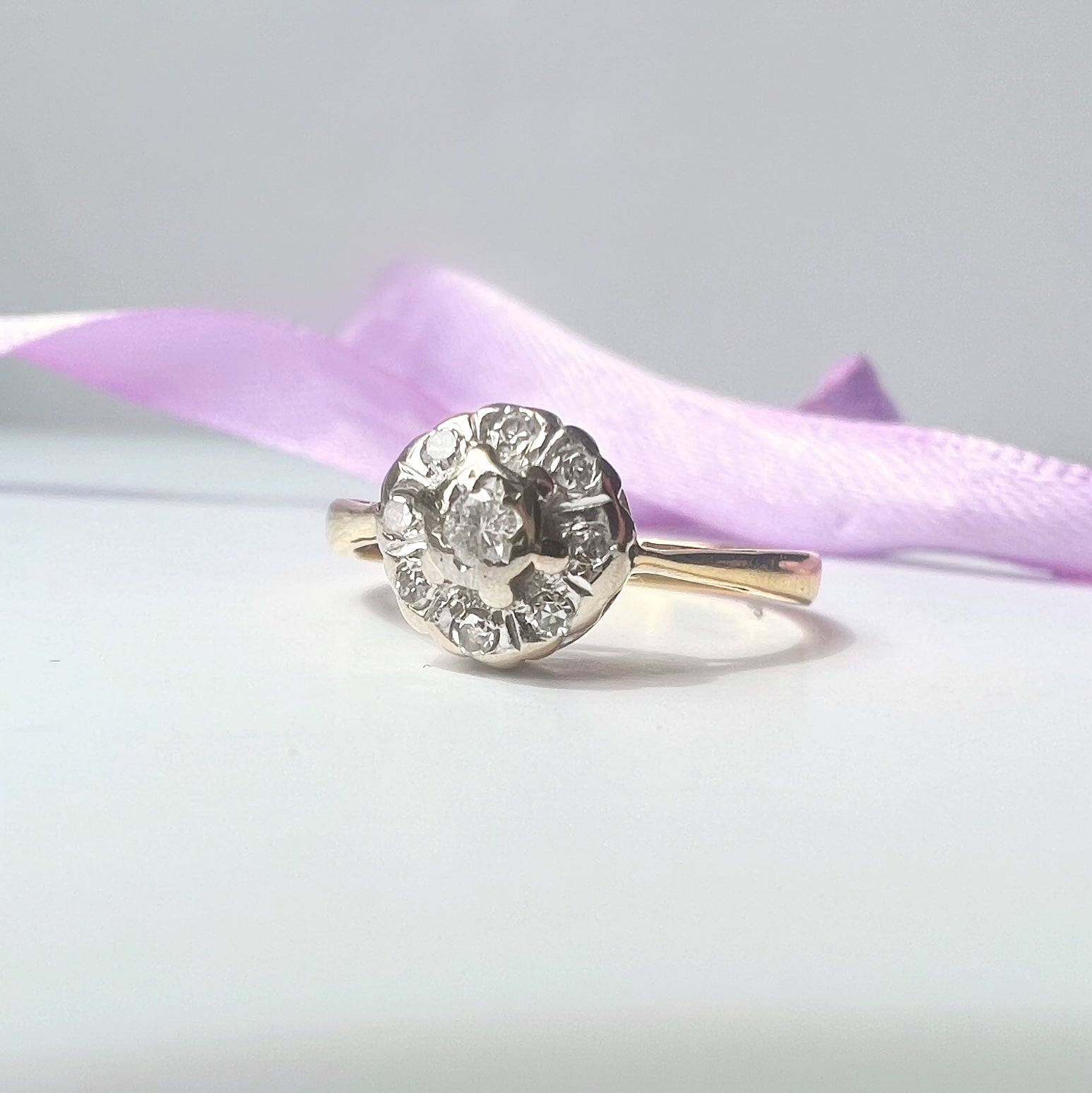 Vintage 0.20ct Diamond Round Cluster Ring