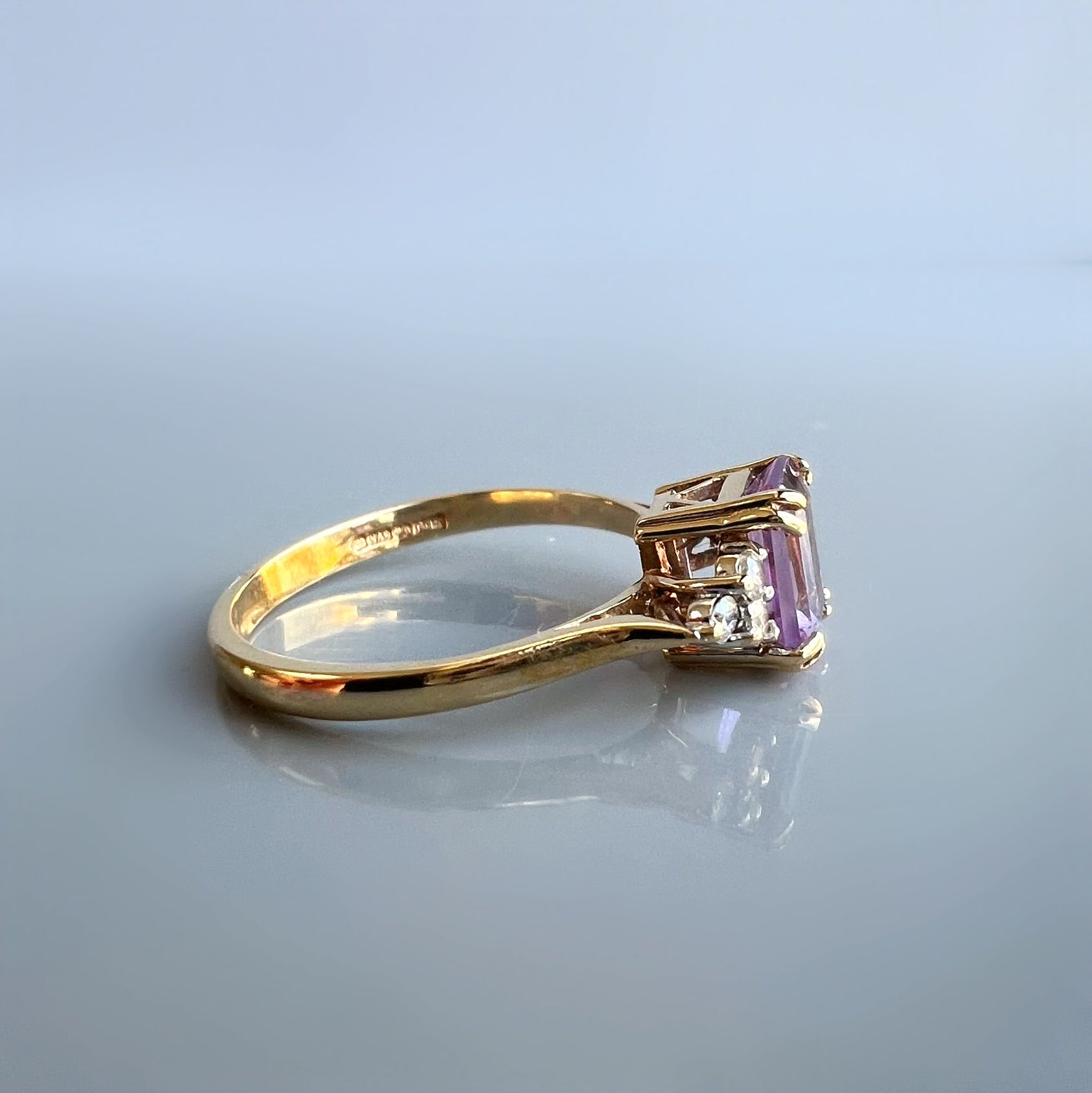 Pretty Amethyst and Diamond Ring