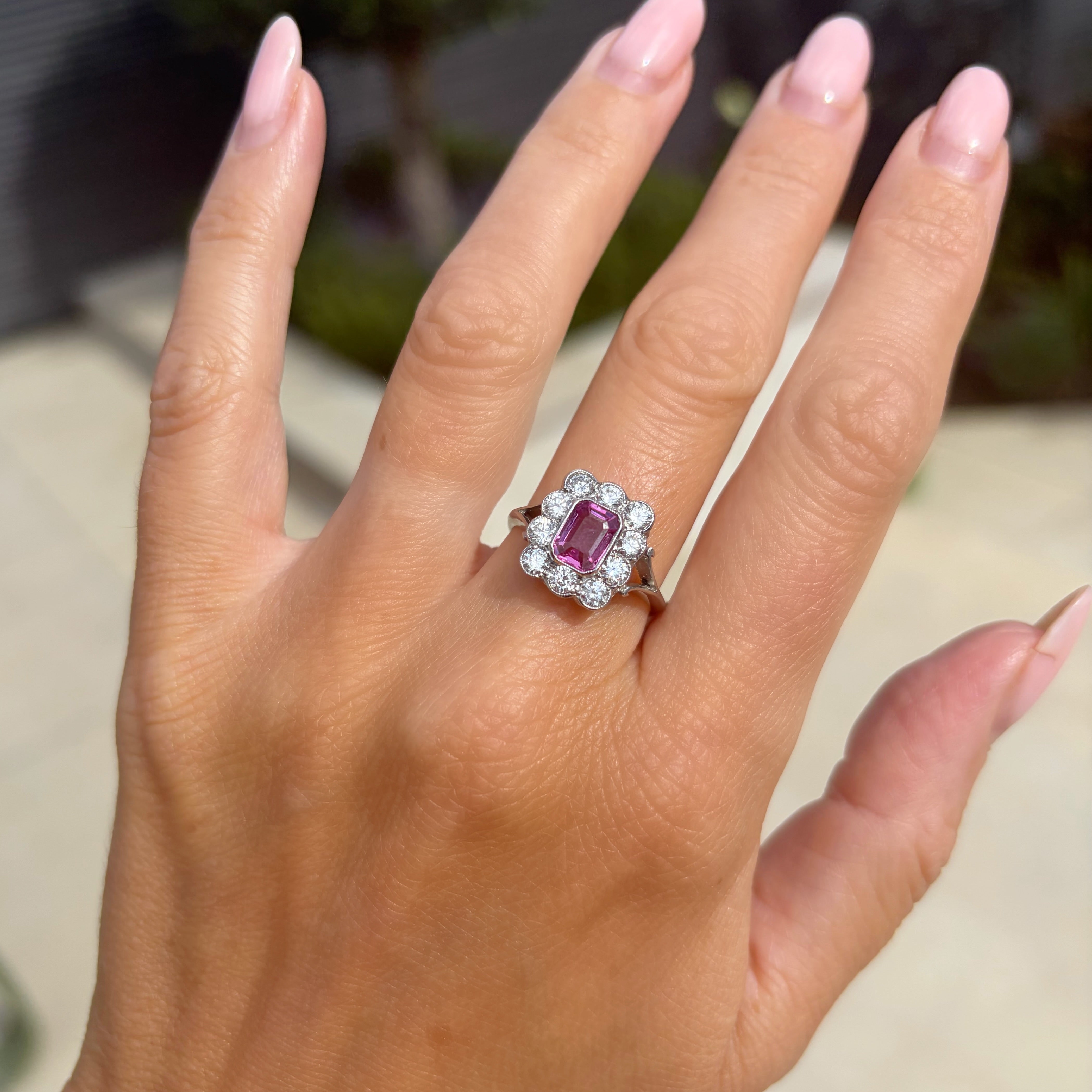 Vintage 0.90ct Pink Sapphire and 0.80ct  Diamond Ring