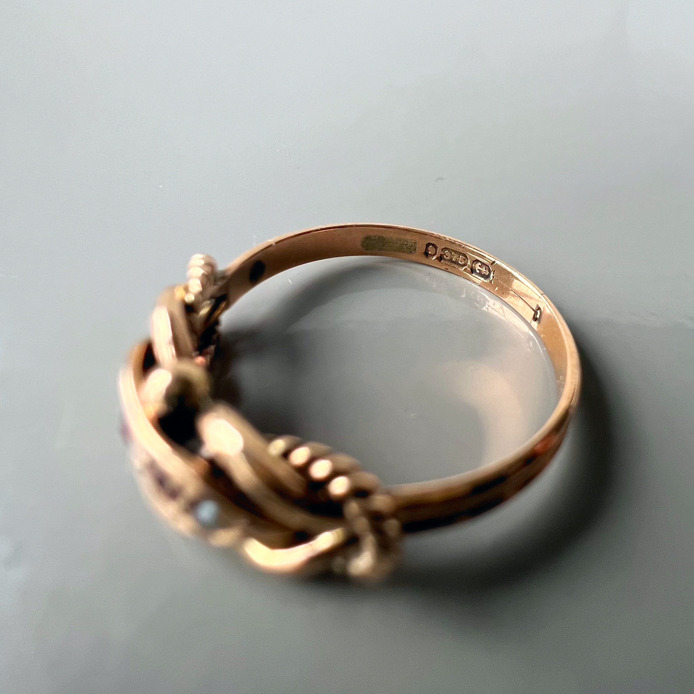 Vintage Ruby and Pearl Ornate Band