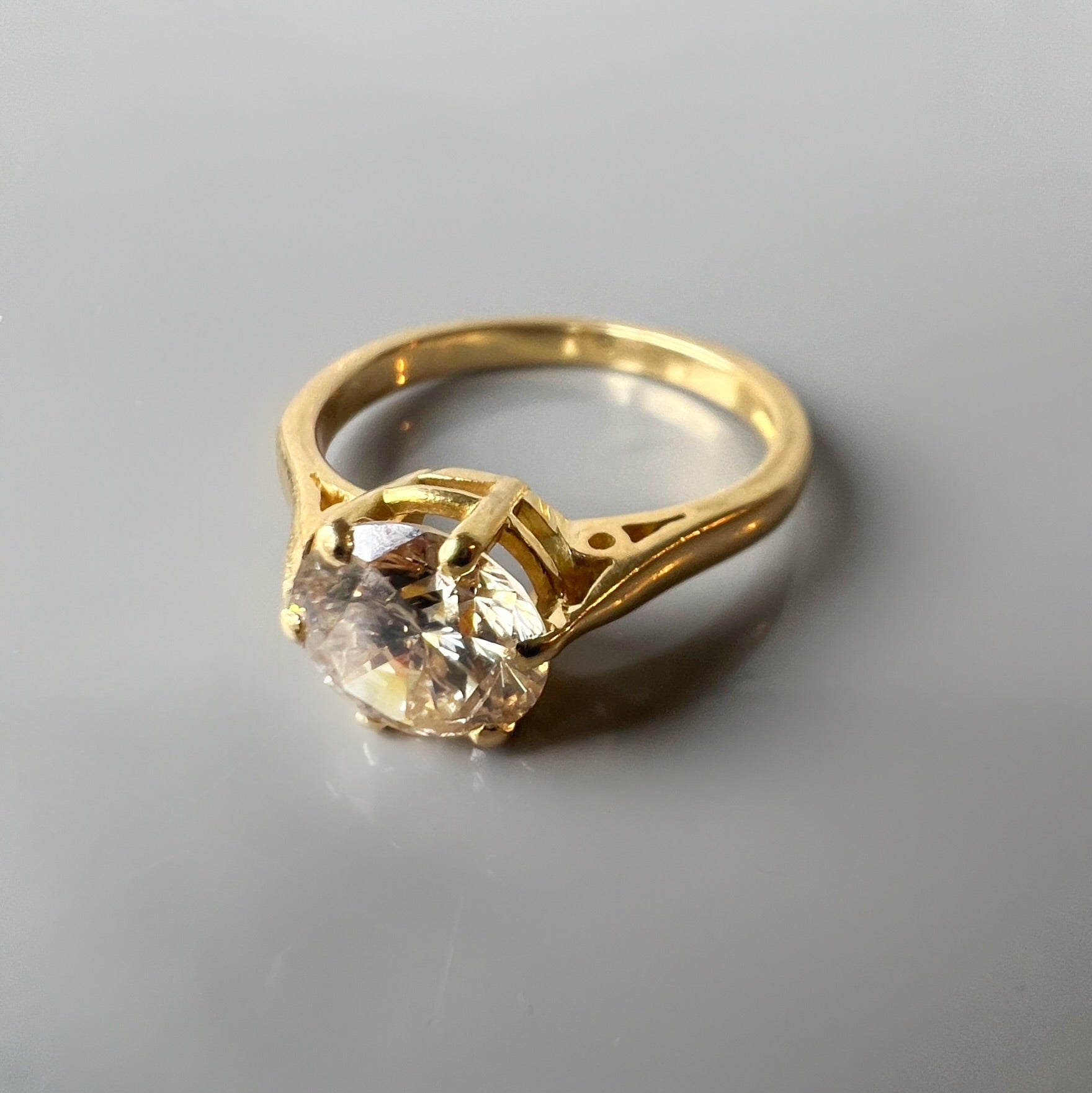 Vintage 1.70ct Fancy Light Yellowish Brown Diamond Solitaire Ring