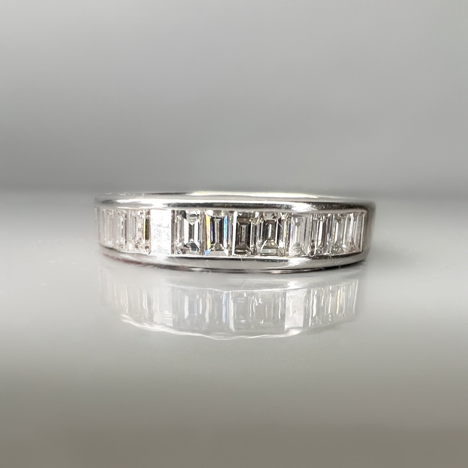 18ct White Gold 1.40ct Diamond Baguette Half Eternity Ring