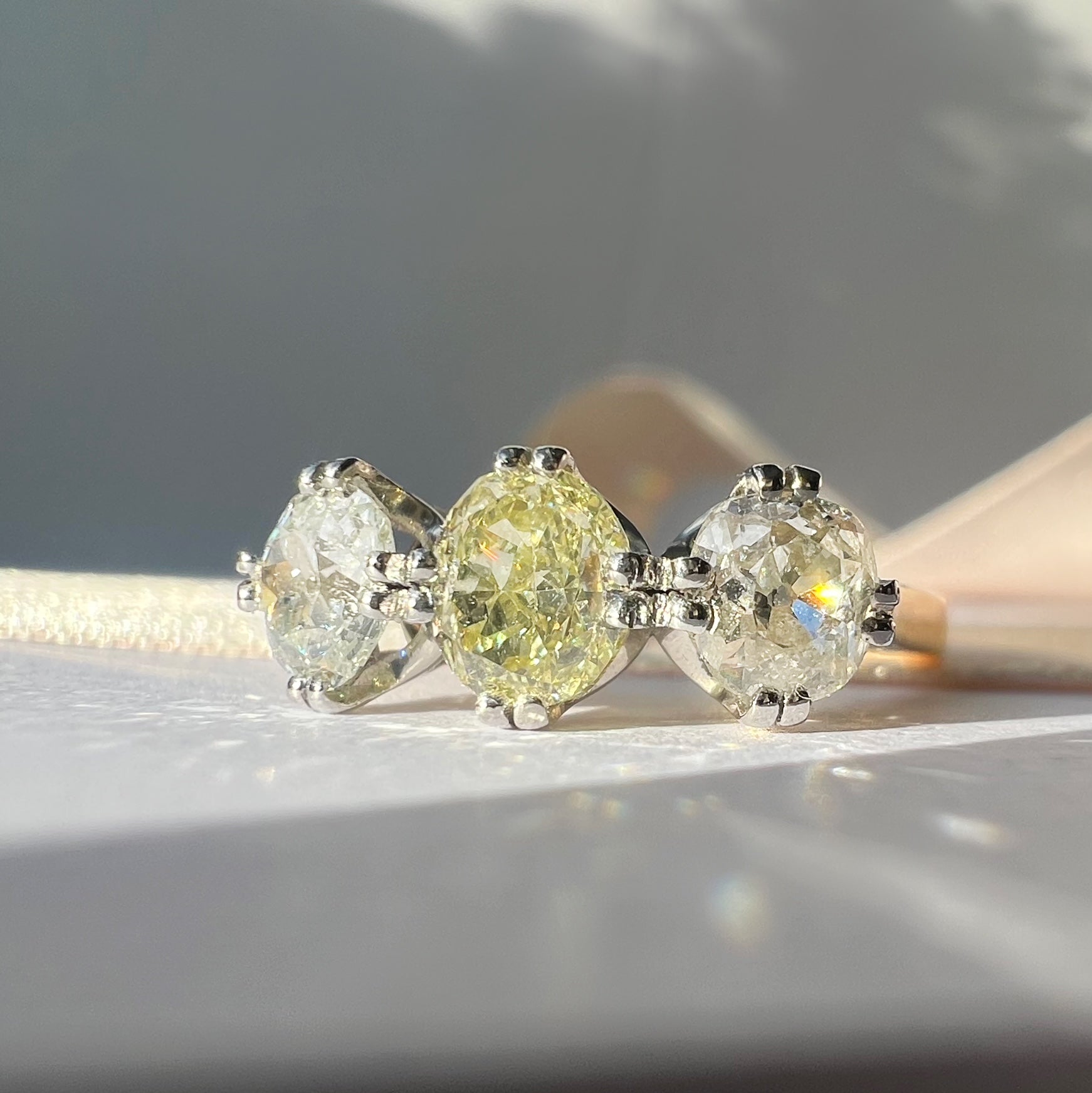1.34ct Yellow Diamond Trilogy Ring