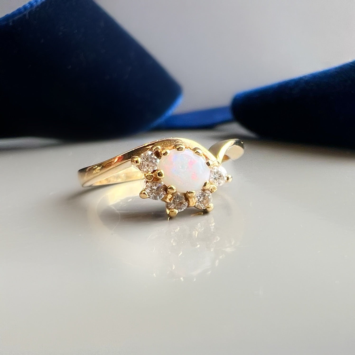 Pretty Opal and Diamond Dress Ring