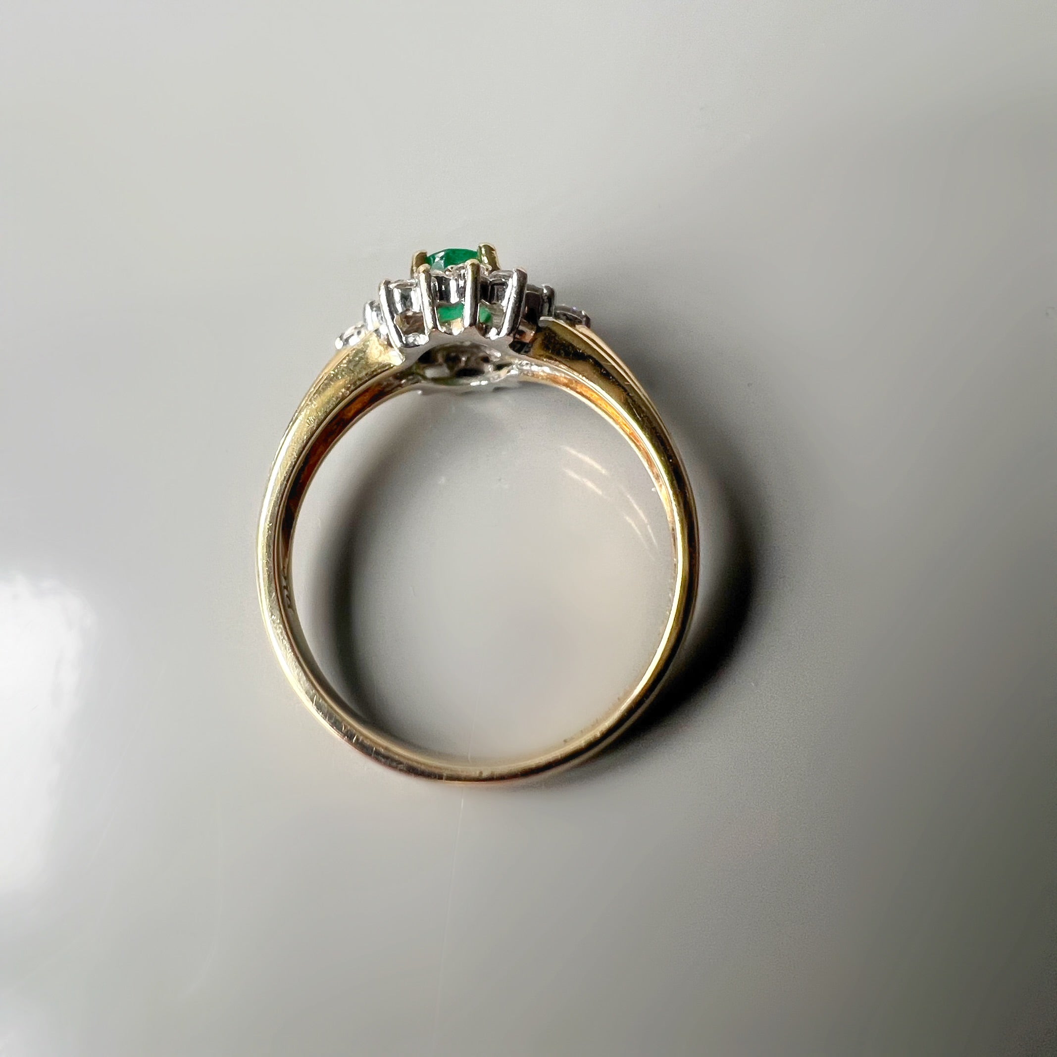 Vintage Emerald and Diamond Cluster Ring