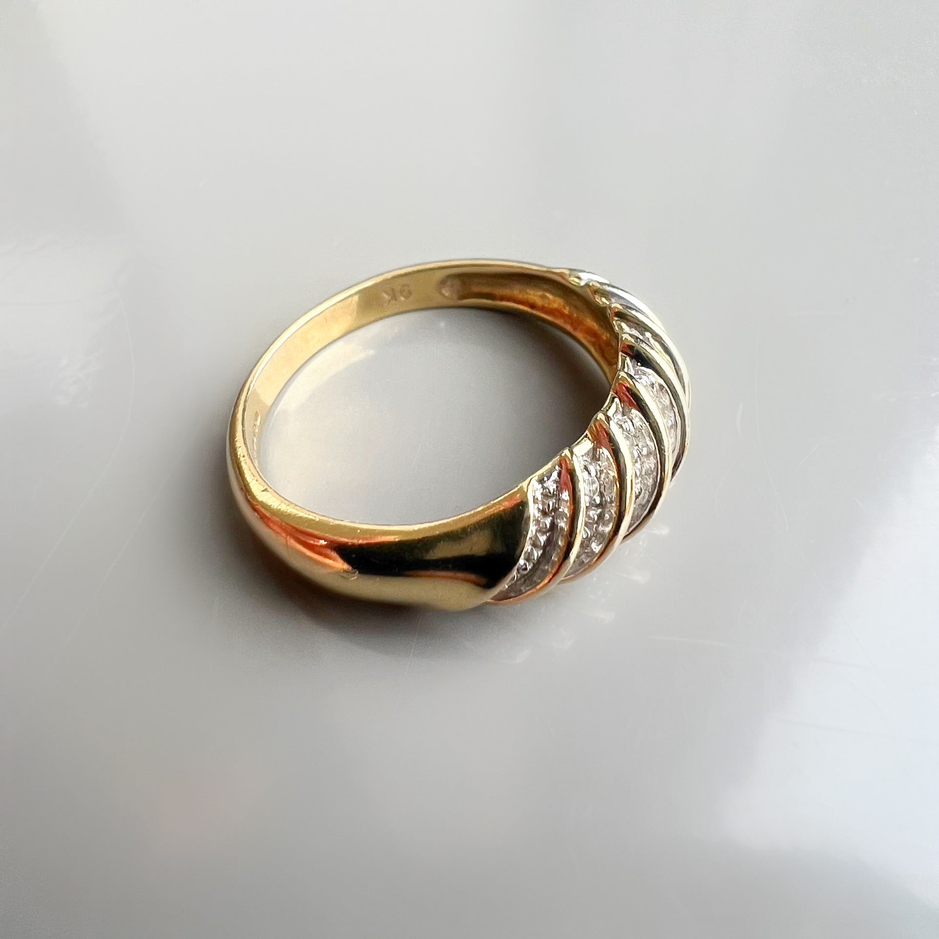 Vintage 9ct Gold Diamond Domed Band