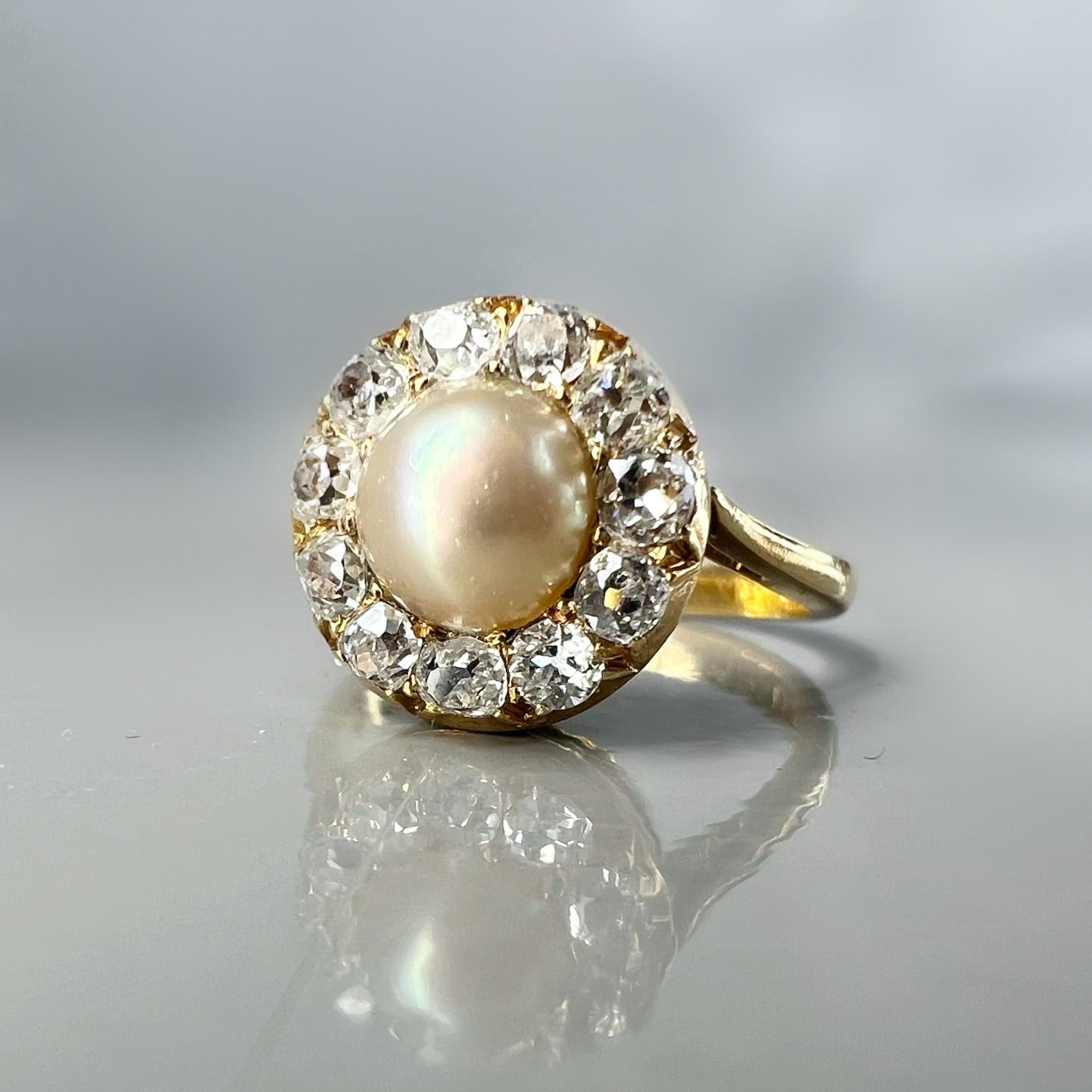 Antique Pearl and Diamond Cluster Ring
