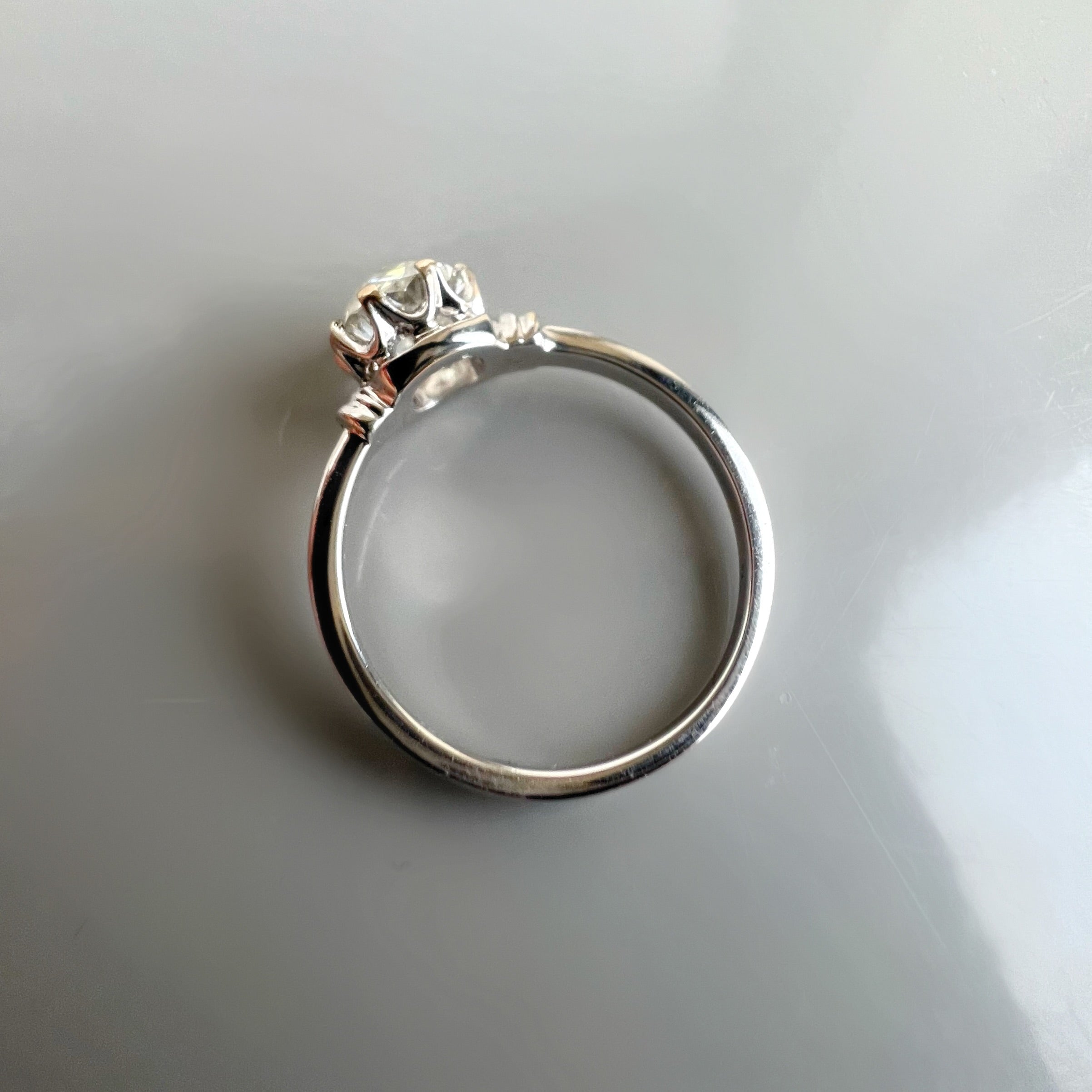 Re-Imagined Antique 1.38ct Old Cushion Cut Diamond, in 18ct White Gold