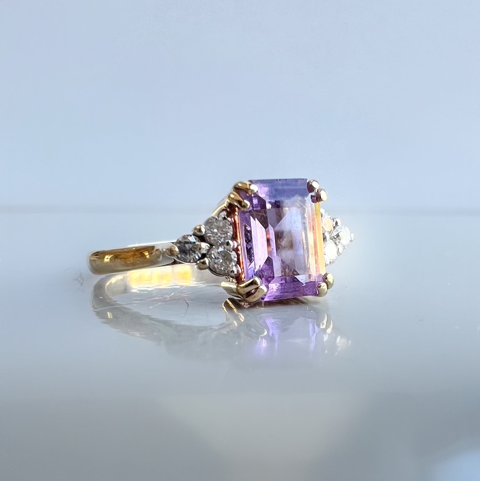 Pretty Amethyst and Diamond Ring