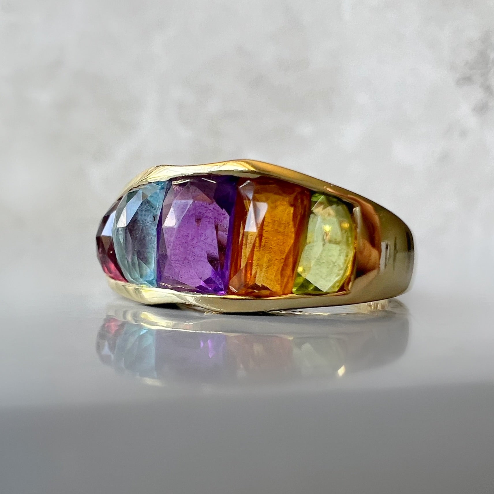 Multi Gem Stone Rainbow Ring