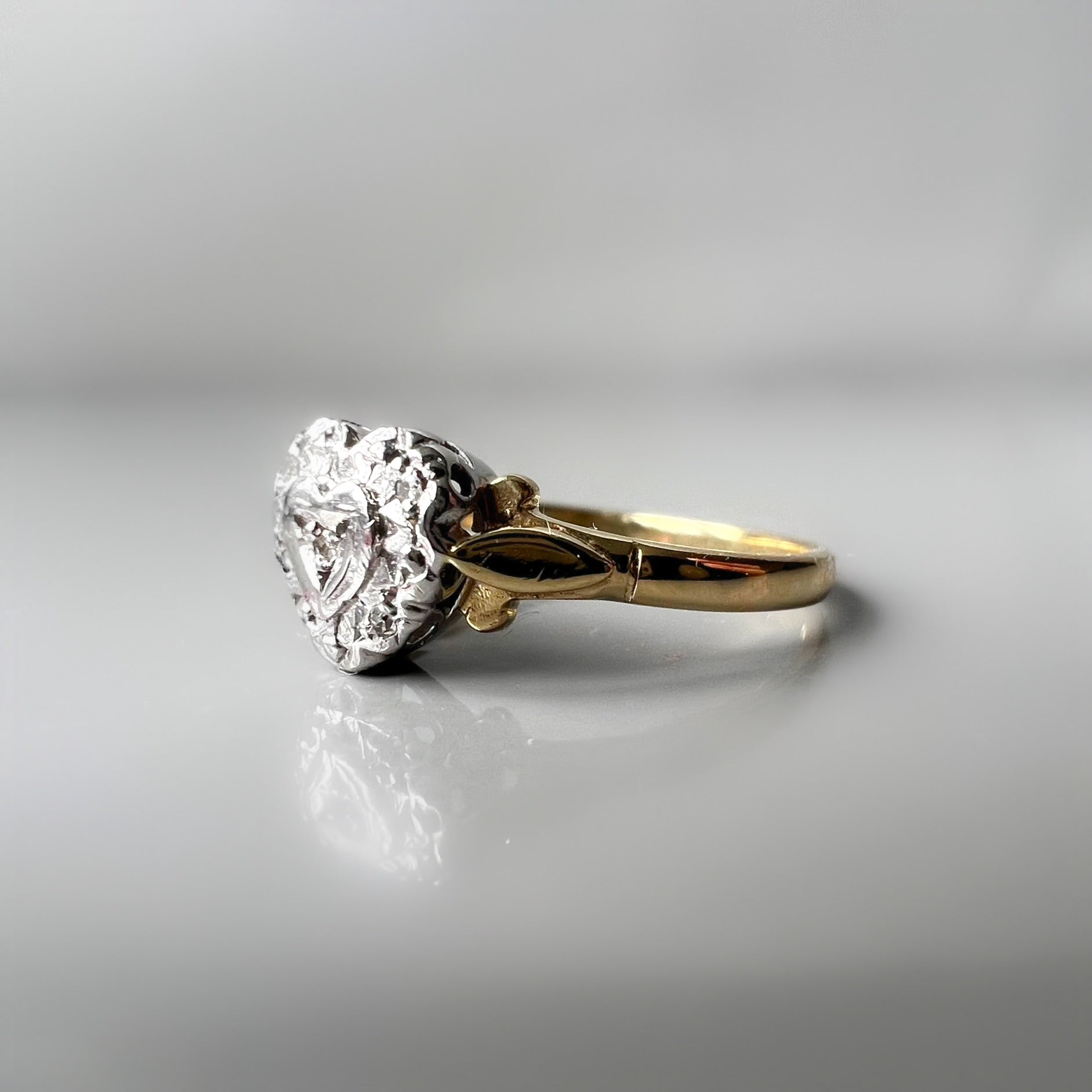 Vintage Heart Shaped Ring with Diamond Details