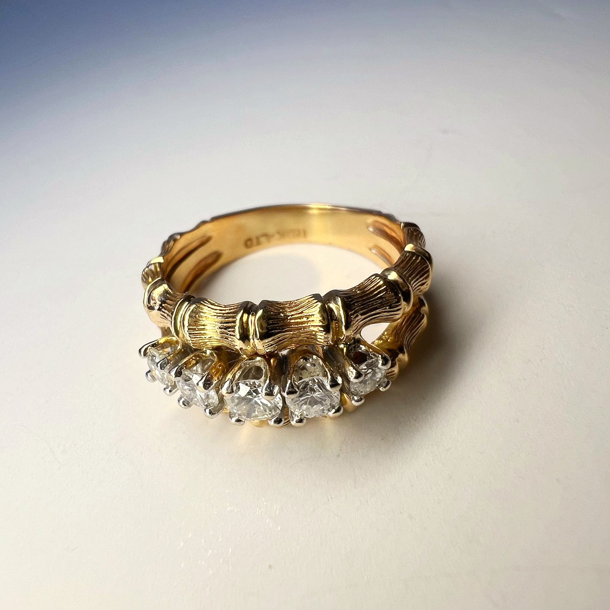 Vintage Diamond Bamboo Style Ring