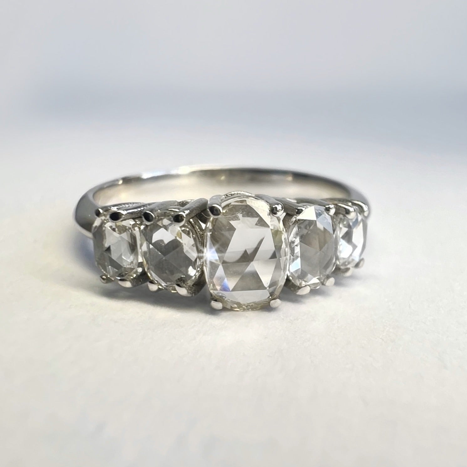 Rose Cut Diamond 5 Stone Ring