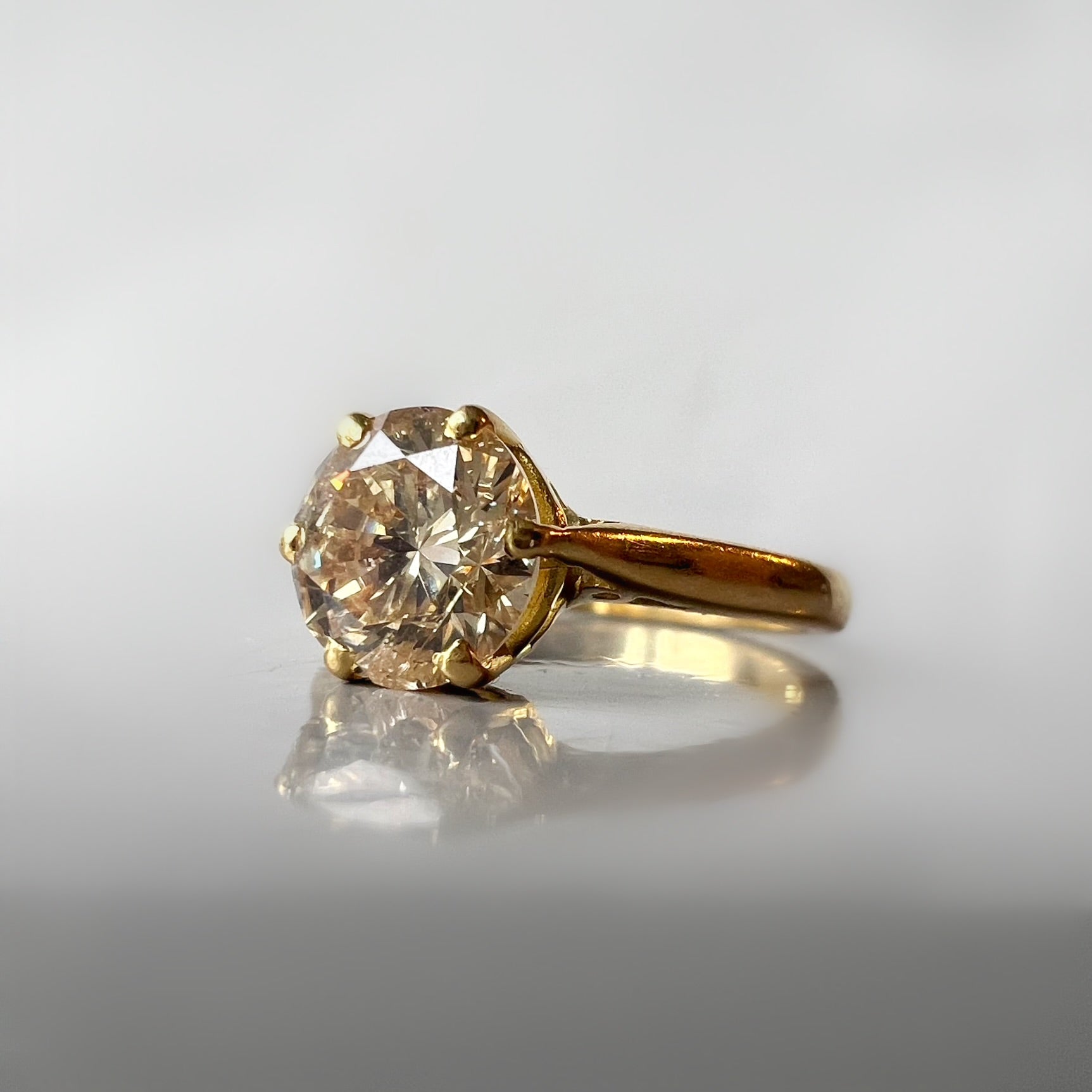 Vintage 1.70ct Fancy Light Yellowish Brown Diamond Solitaire Ring