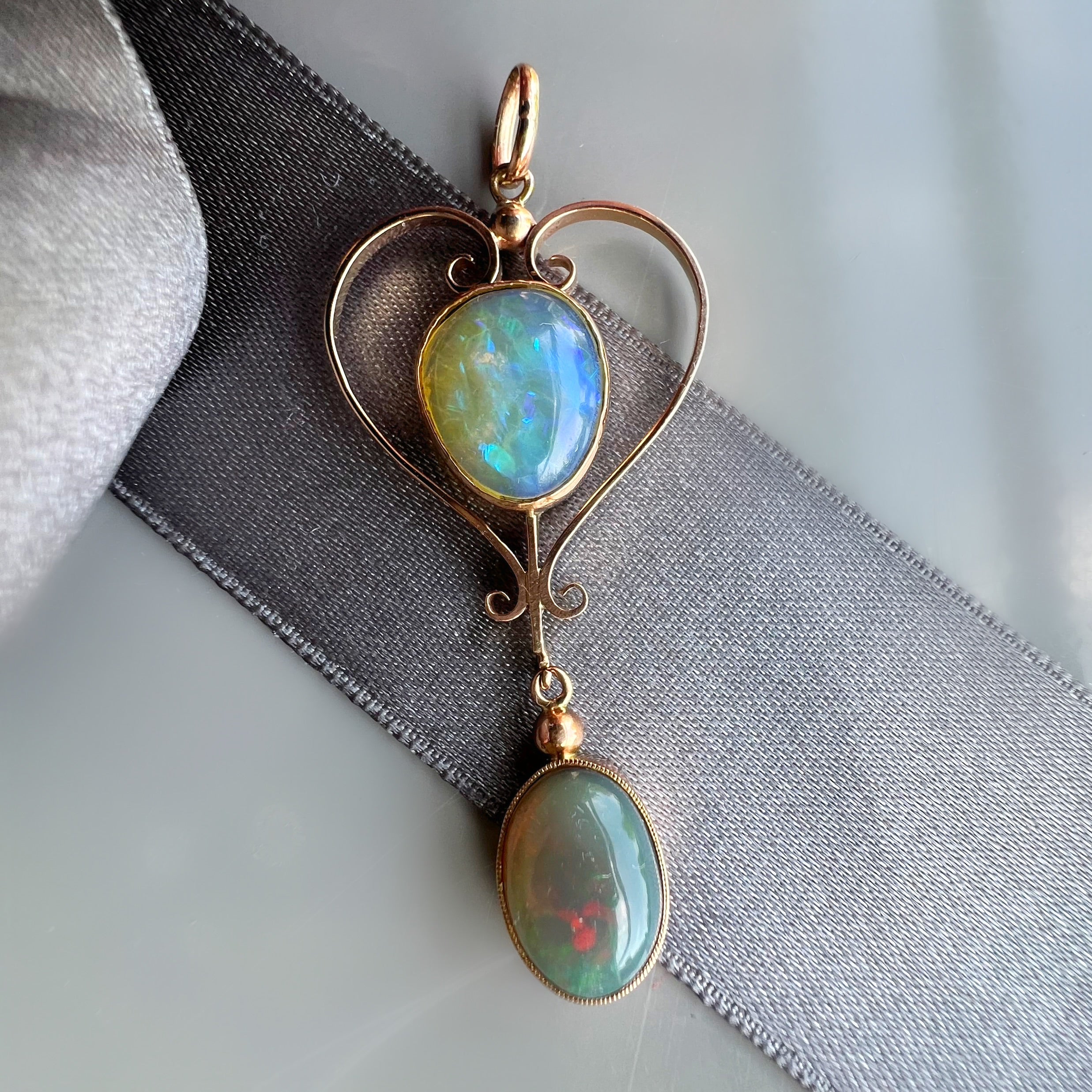 Art Nouveau Opal Drop Pendant