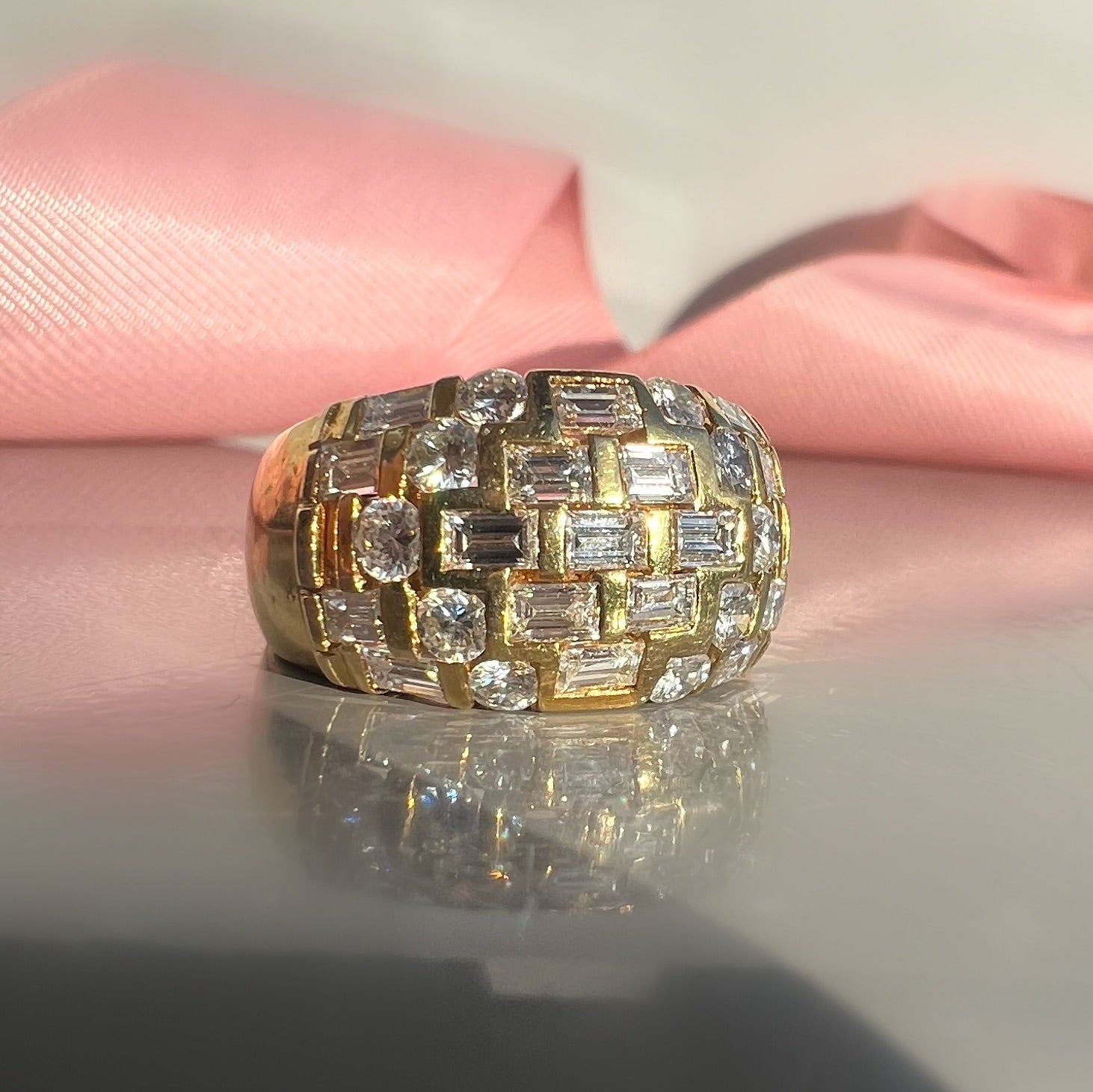Gold and Diamond Domed Ring