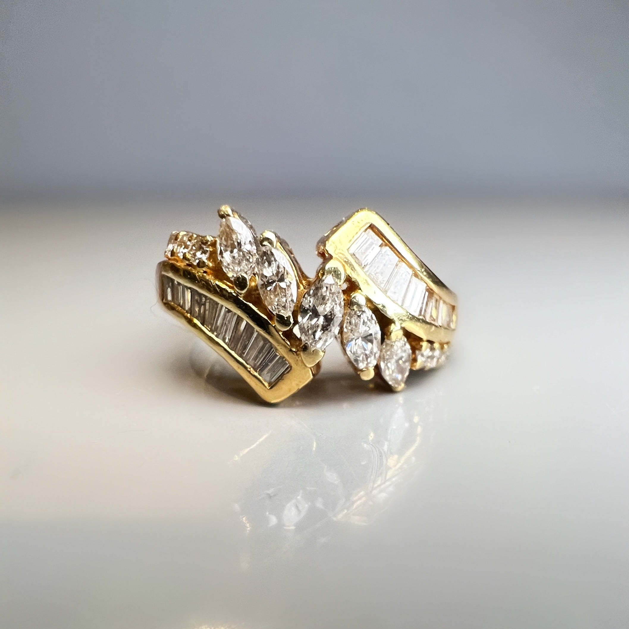 Vintage Diamond Marquise and Baguette Ring