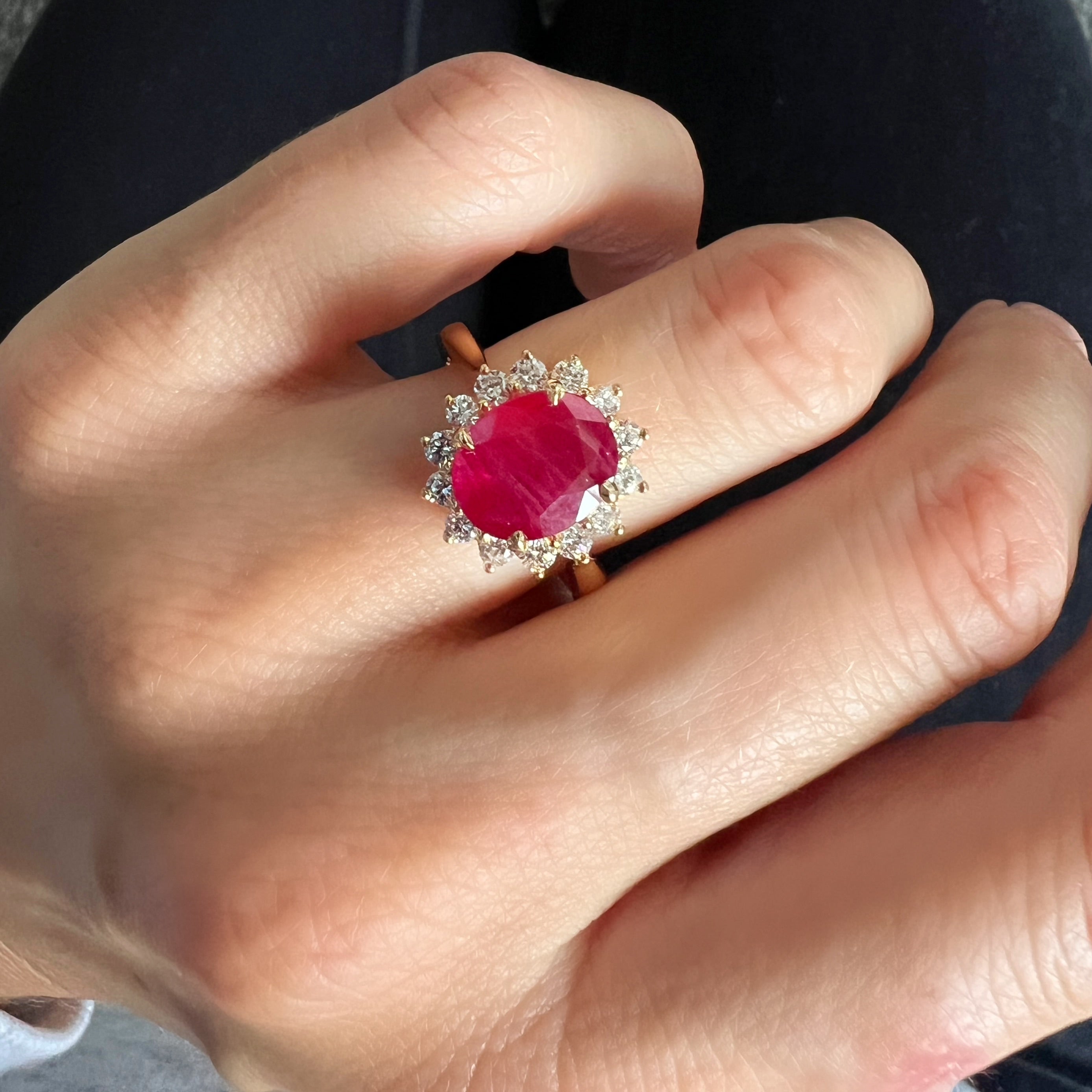 2.30ct Ruby and Diamond Cluster Ring