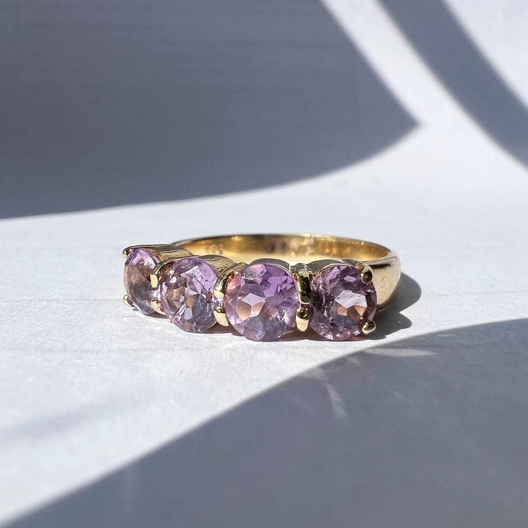 Vintage Amethyst 4 Stone Ring