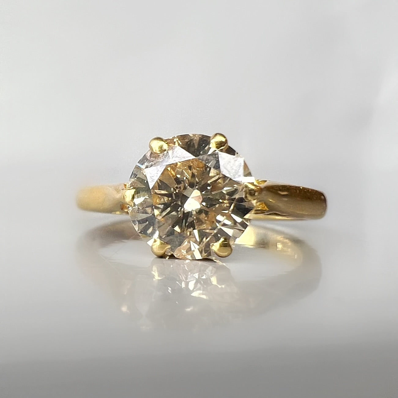 Vintage 1.70ct Fancy Light Yellowish Brown Diamond Solitaire Ring