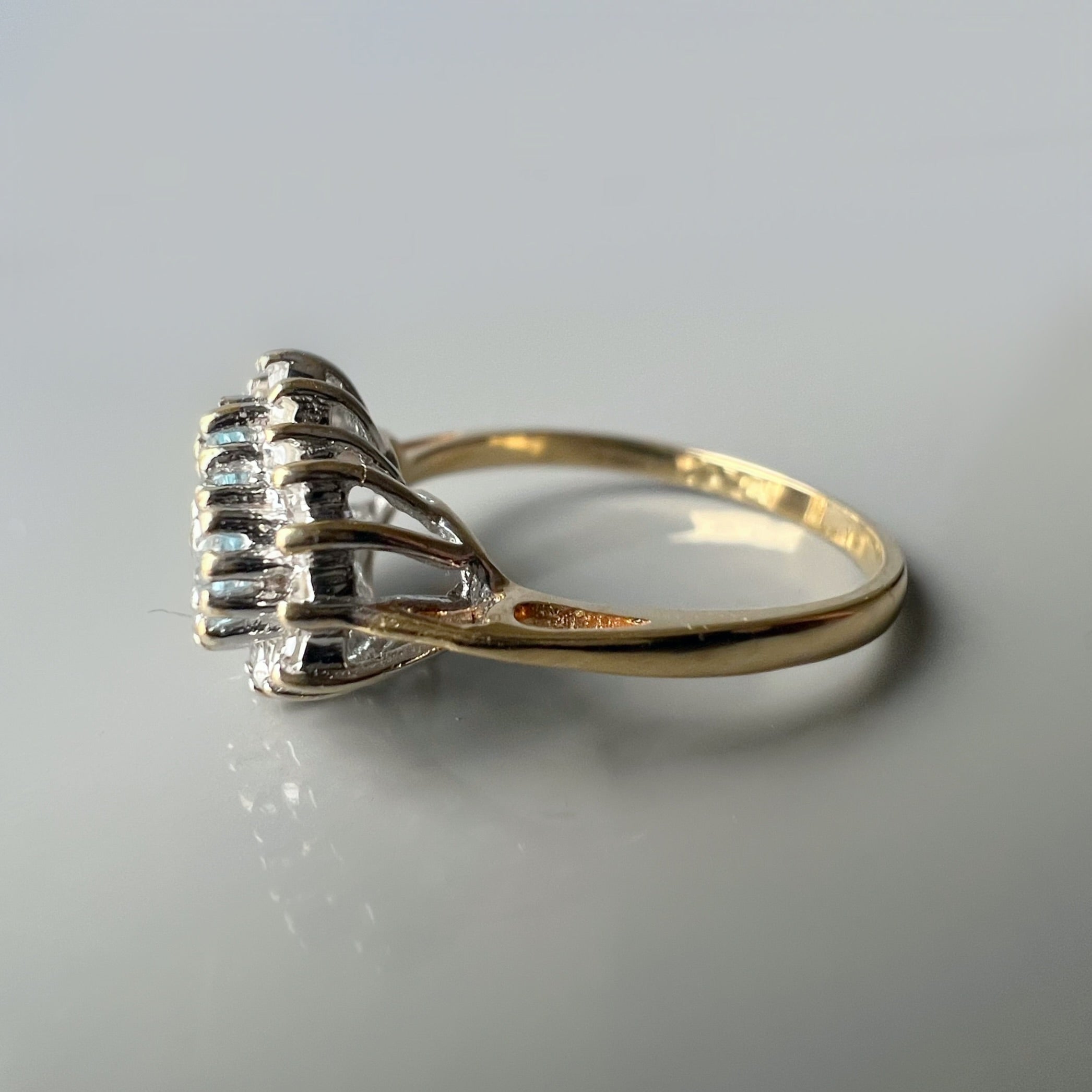 Aquamarine and Diamond Cluster Ring, 9ct Gold