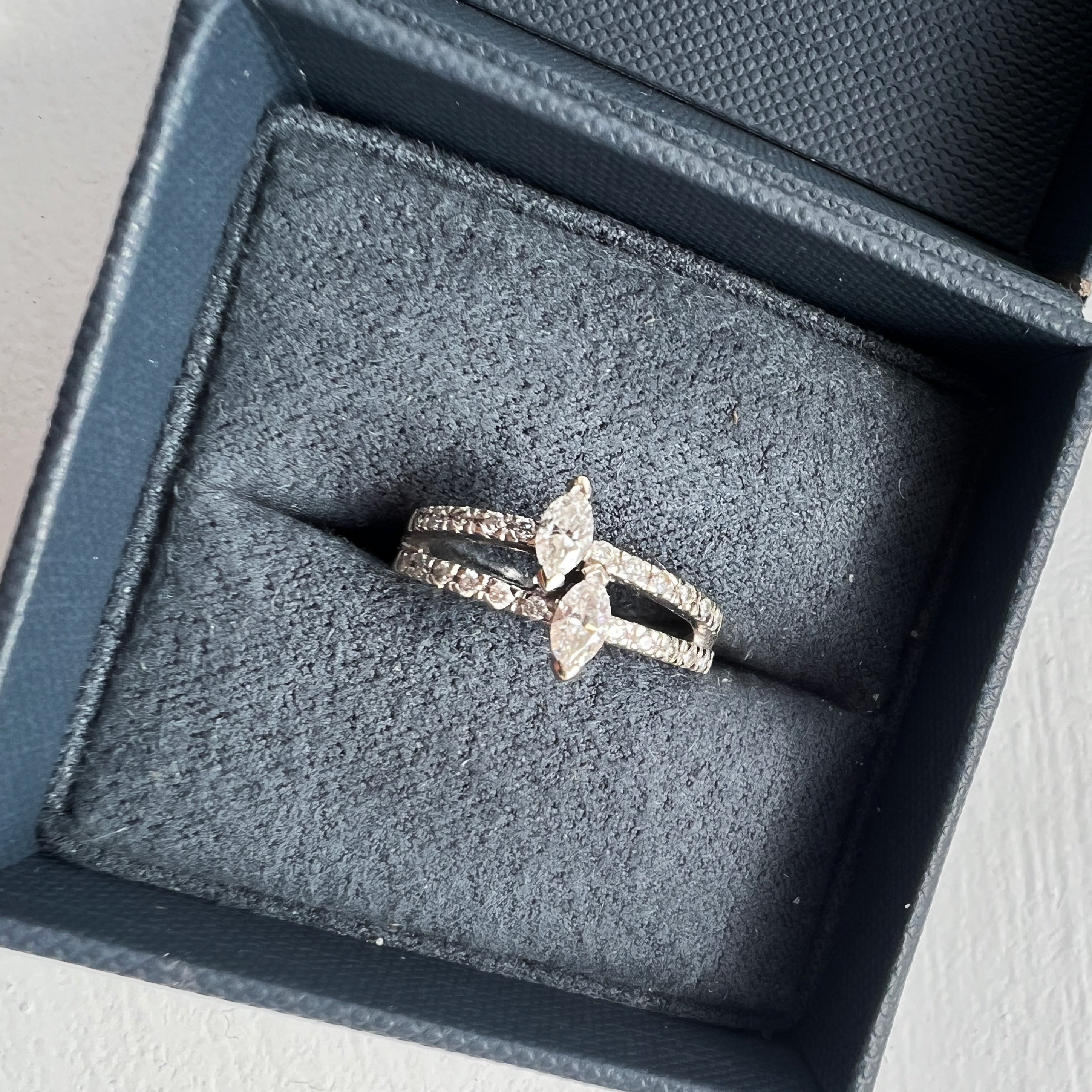 Double Diamond Marquise Ring