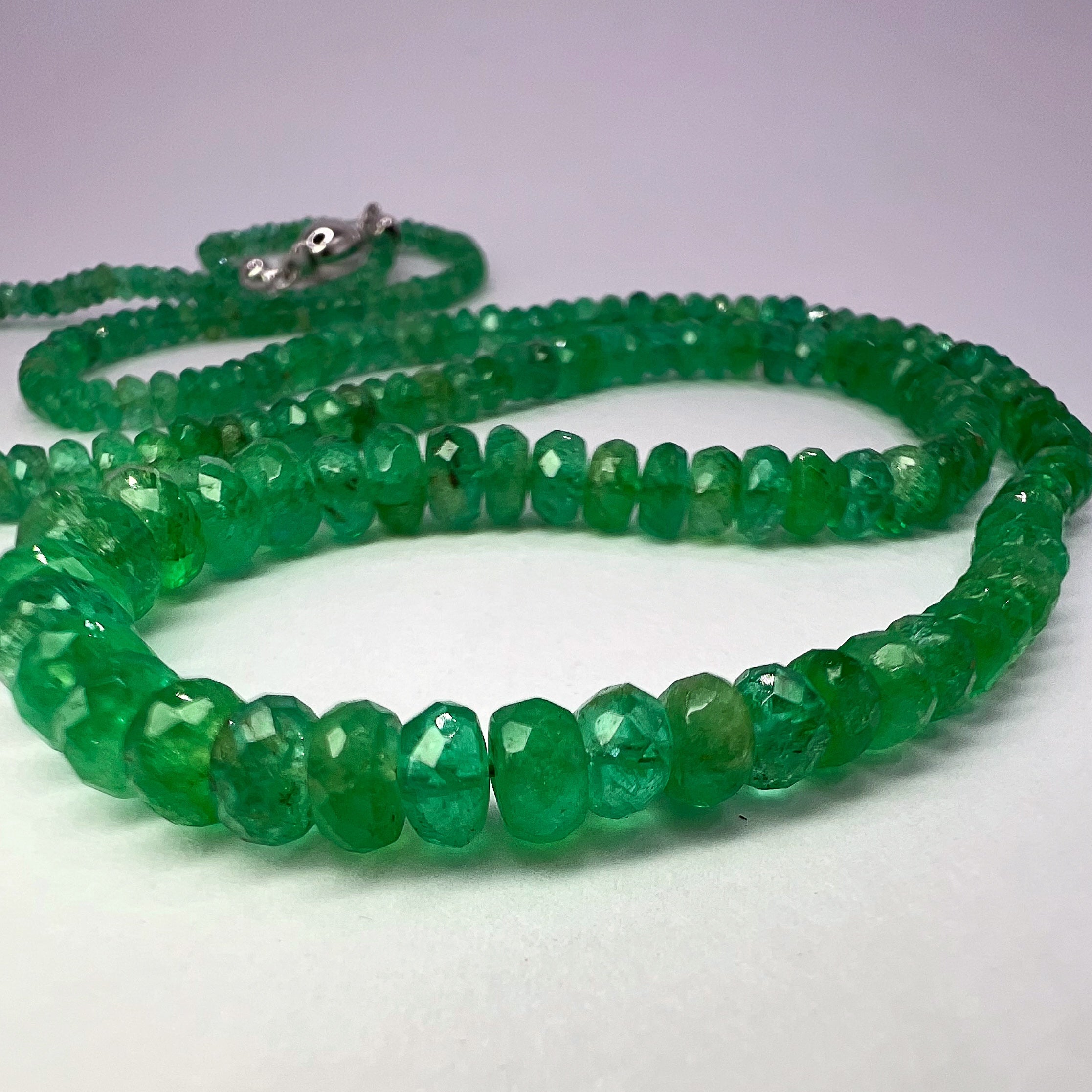 Natural 56.00ct Emerald Briolet Beaded Necklace