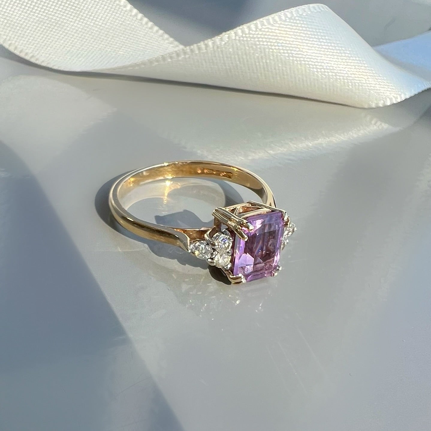 Pretty Amethyst and Diamond Ring