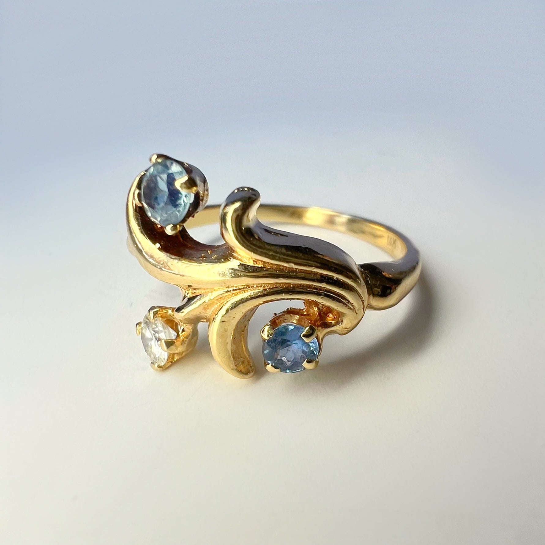 Vintage Diamond and Sapphire Floral Ring