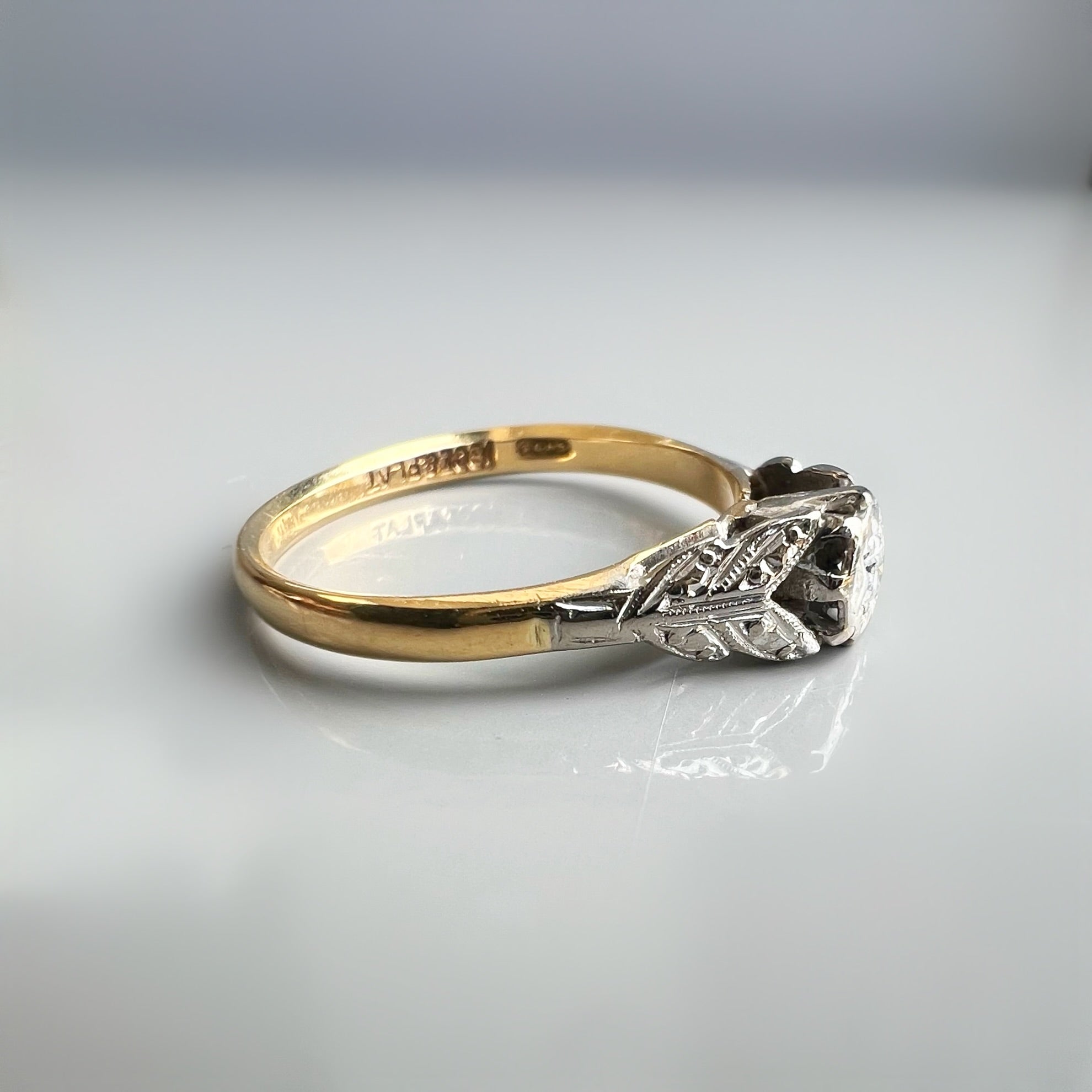 Antique Diamond Solitaire Ring in Platinum Setting