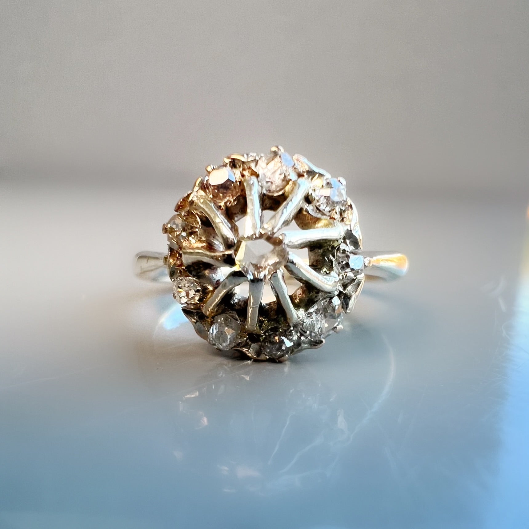 Diamond Rose Cut Star Cluster Ring