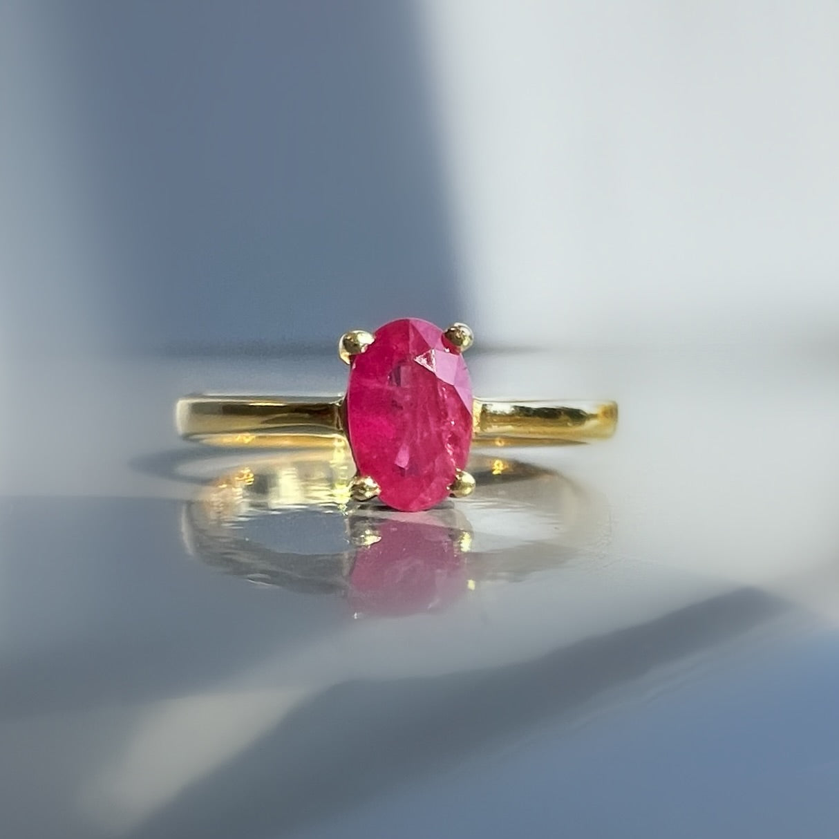 Dainty Ruby Solitaire Ring