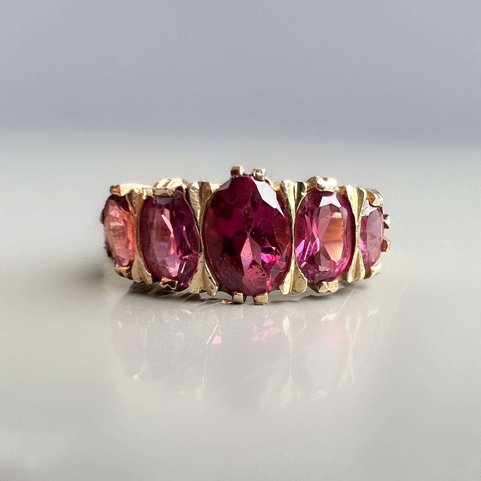 Vintage 5 Stone Garnet Ring