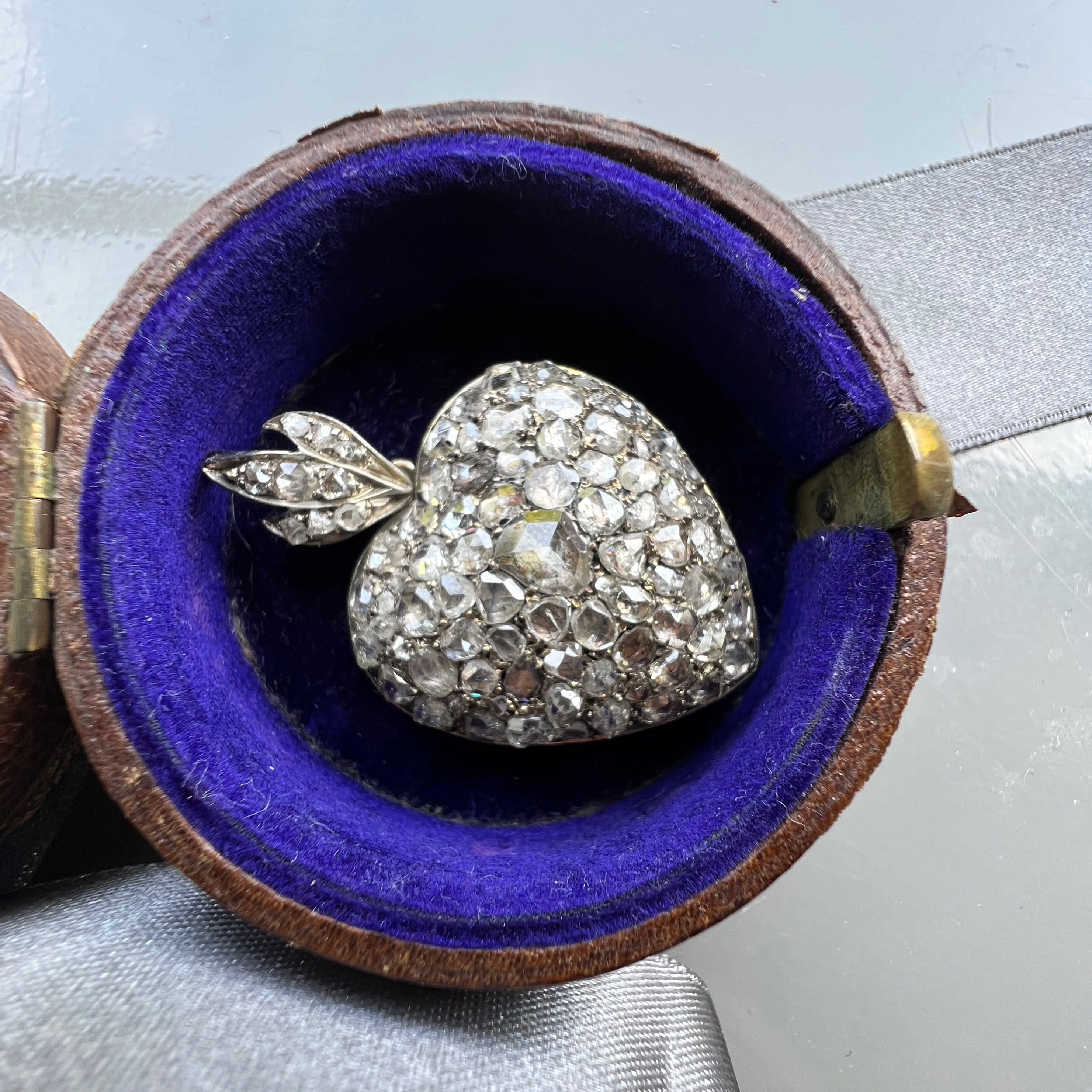 Antique Rose Cut Diamond Love Heart Pendant