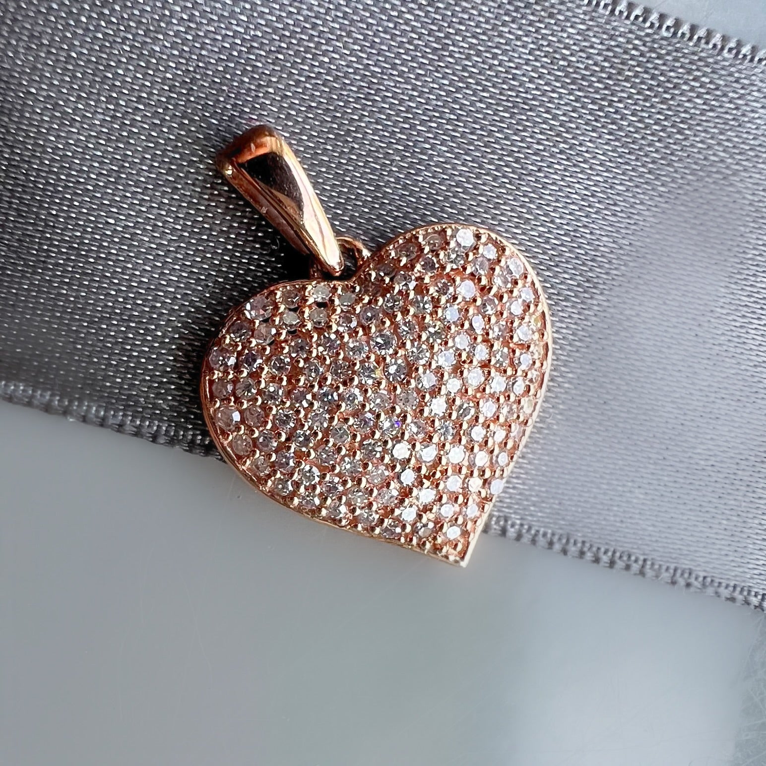 Rose Gold Pave Heart Pendant