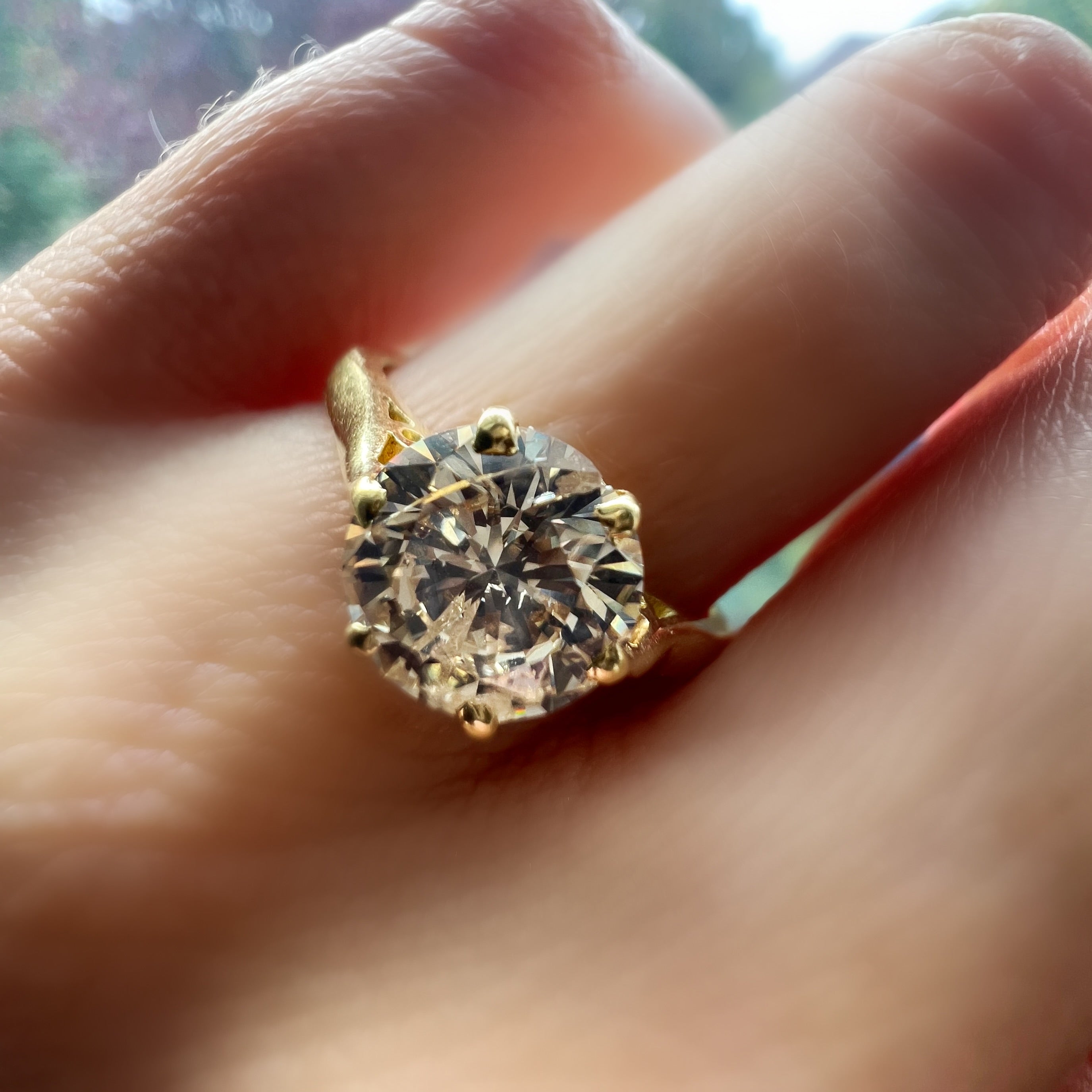 Vintage 1.70ct Fancy Light Yellowish Brown Diamond Solitaire Ring