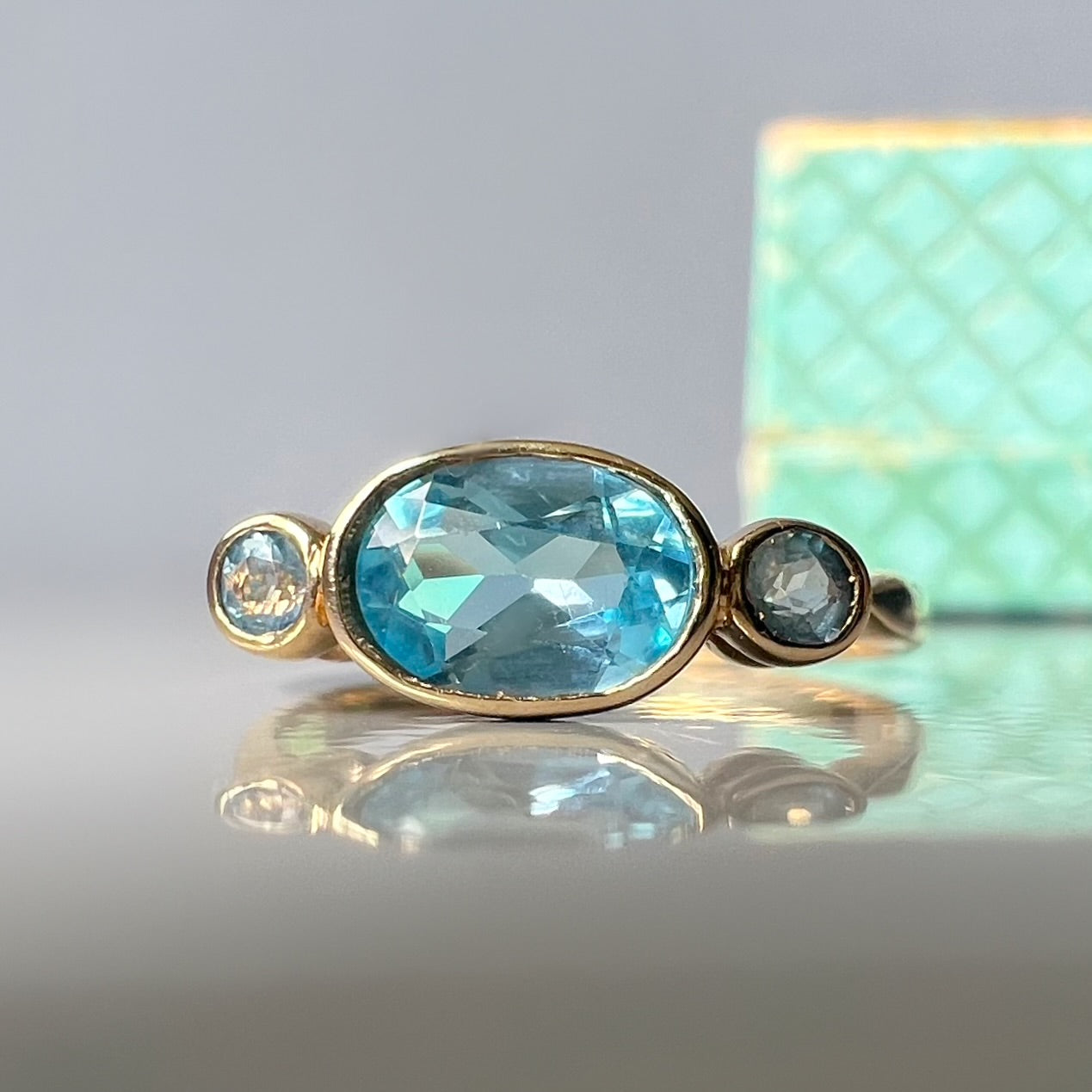 Blue Topaz 3 Stone Ring