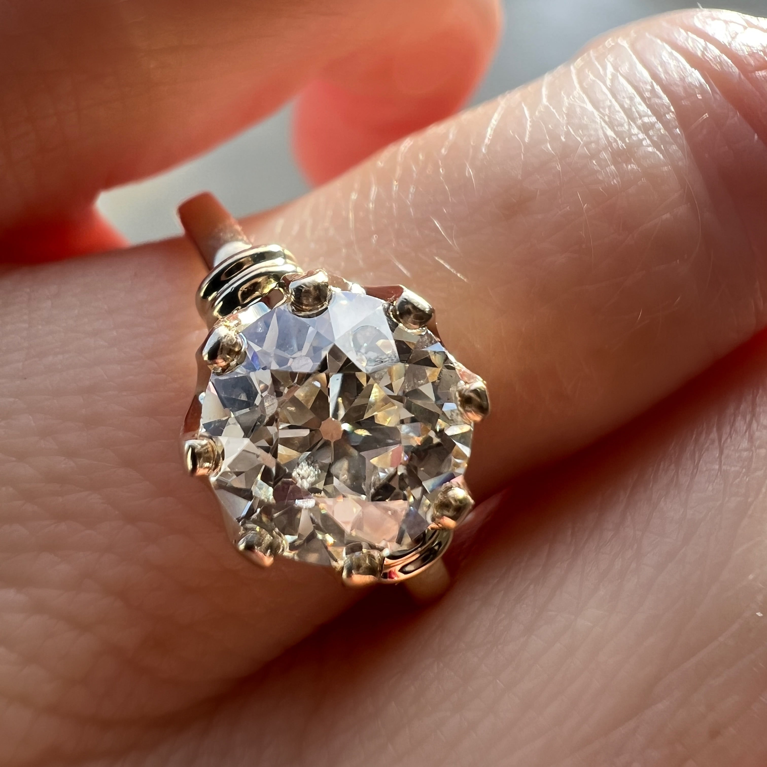 Re-set Antique 1.84ct Old Cut Diamond 18ct Gold Ring