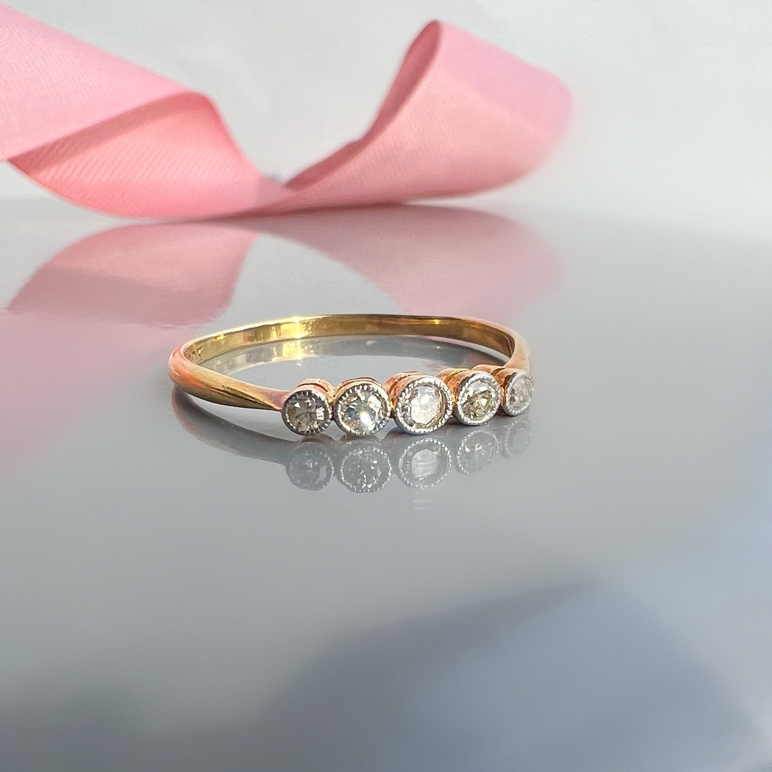 Antique 5 Stone Bezel Set Diamond Ring, 0.20ct