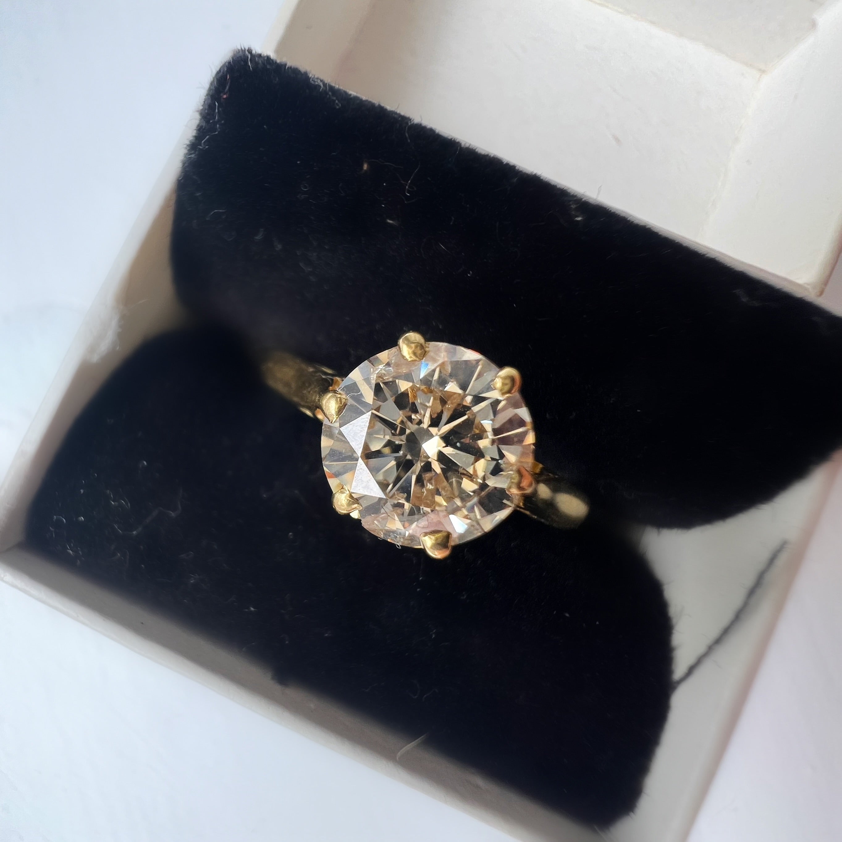 Vintage 1.70ct Fancy Light Yellowish Brown Diamond Solitaire Ring