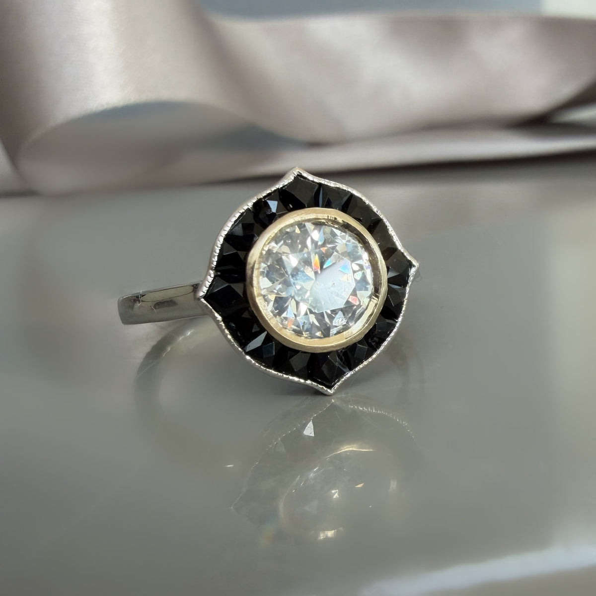 1.00ct Diamond and Onyx Target Design