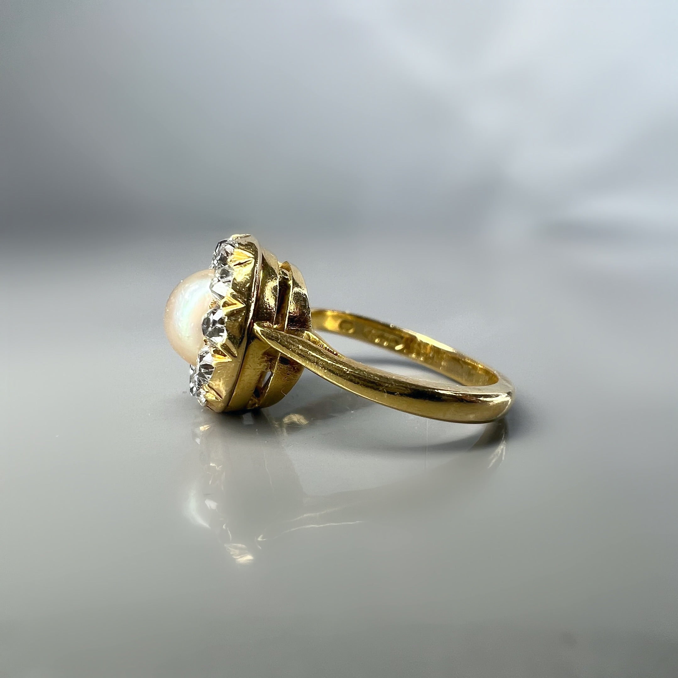 Antique Pearl and Diamond Cluster Ring