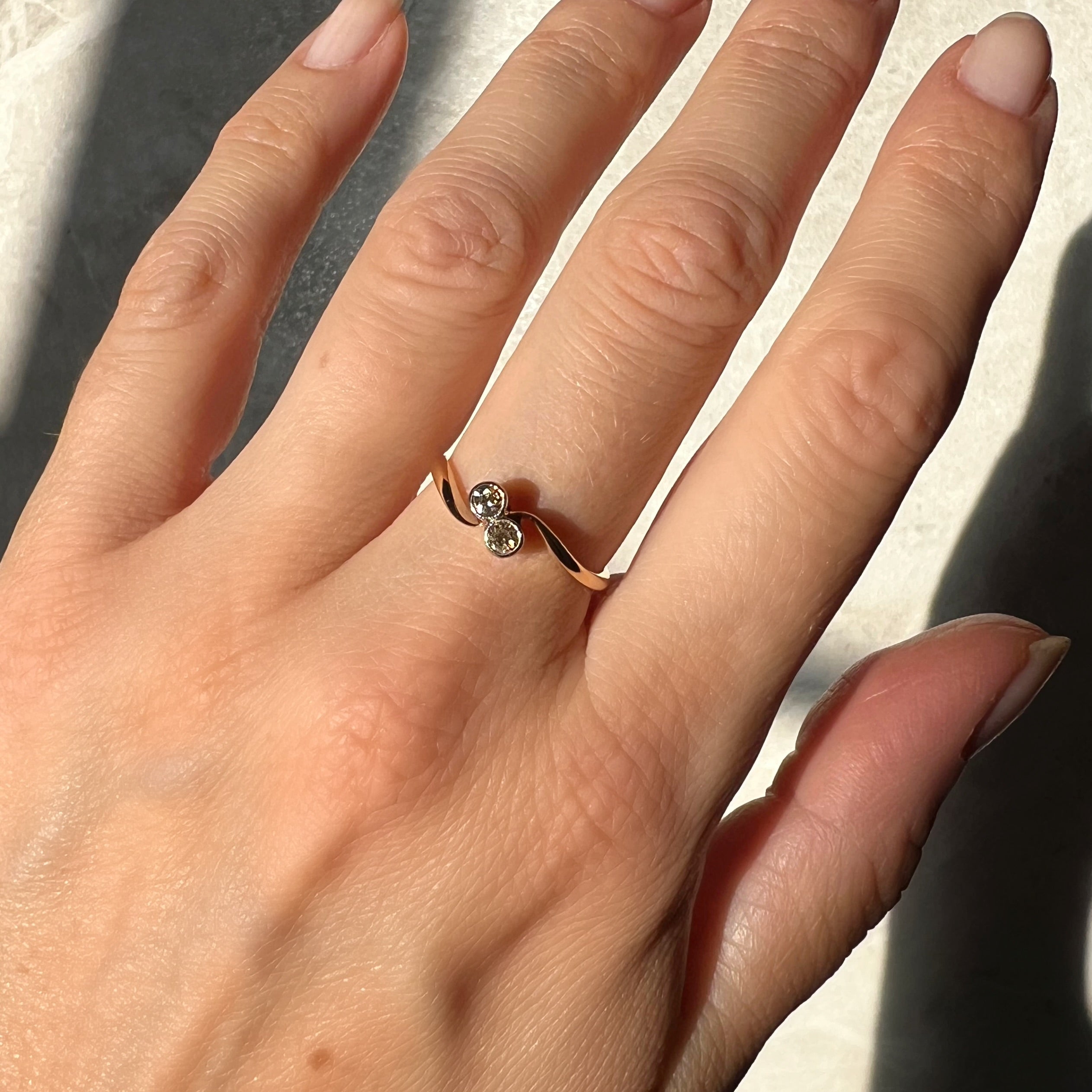 Diamond Toi et Moi Bezel Set Ring