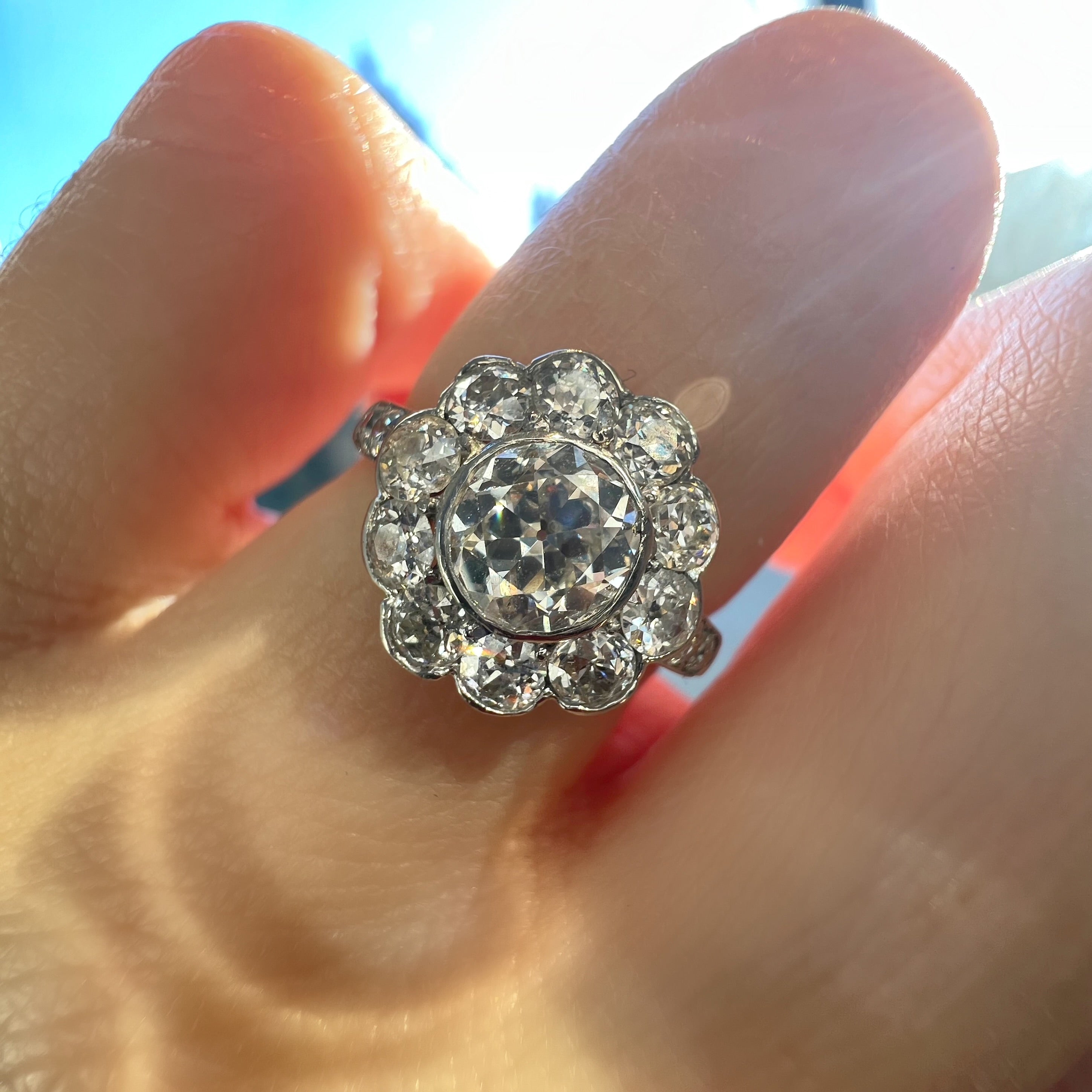 Antique 1.25ct Diamond Cluster Ring