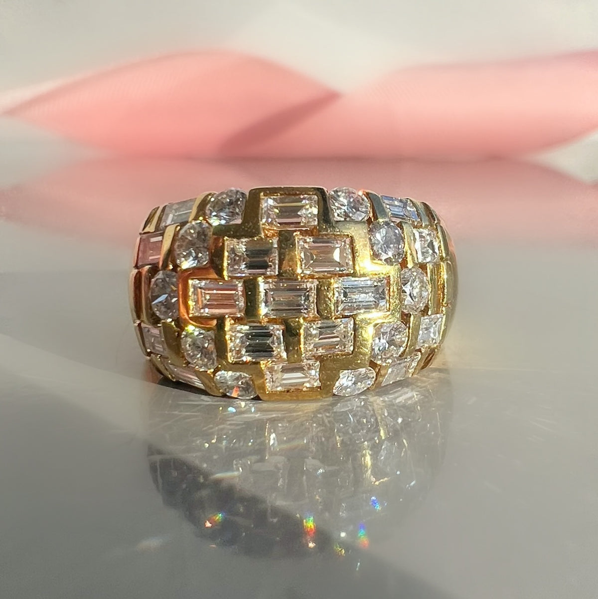 Gold and Diamond Domed Ring
